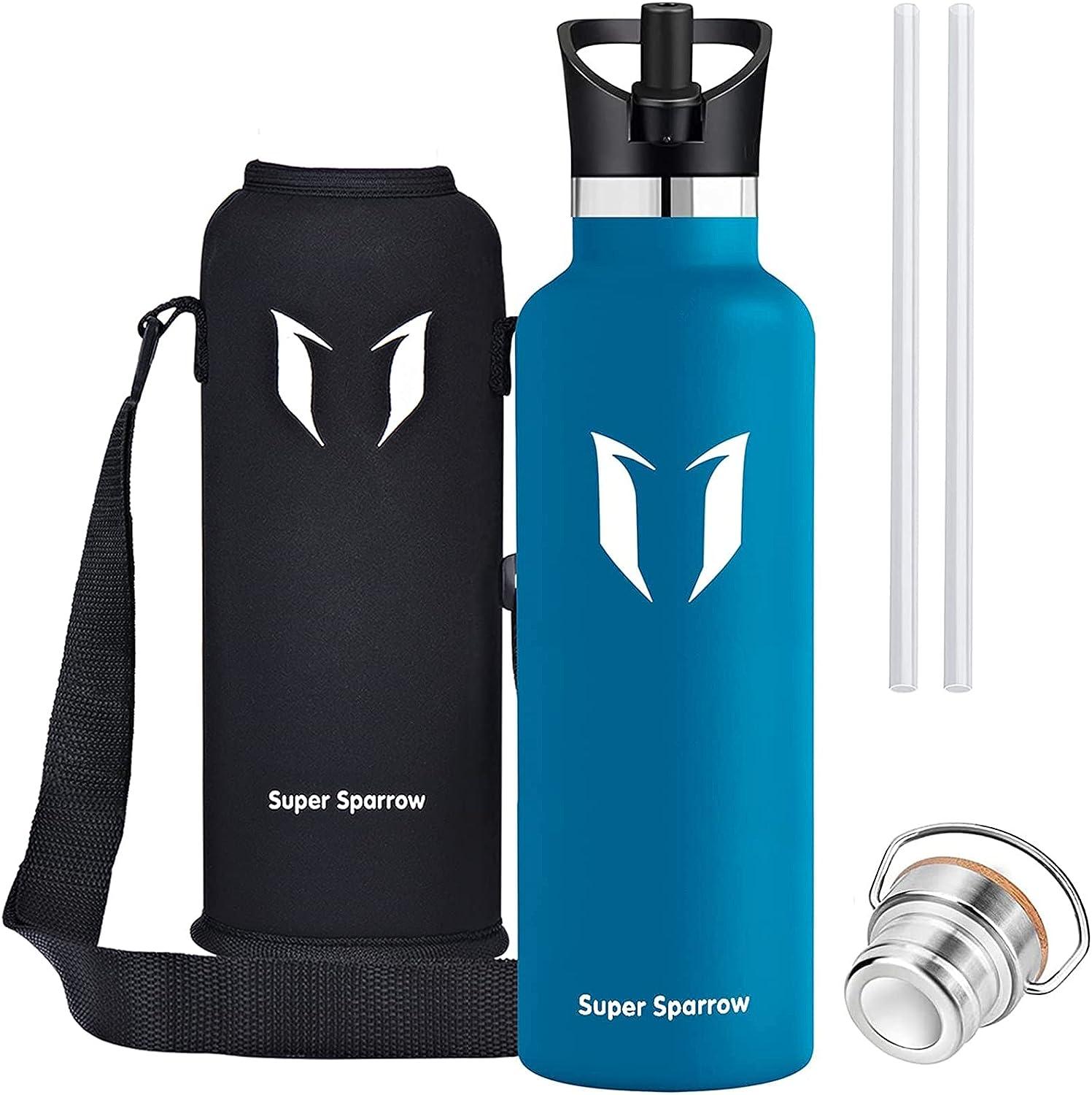 Super Sparrow Stainless Steel Water Bottle - 350ml / 500ml / 620ml / 750ml  / 1000ml - Vacuum Insulated Metal Water Bottle - Standard Mouth Flask - BPA  Free - Straw Water