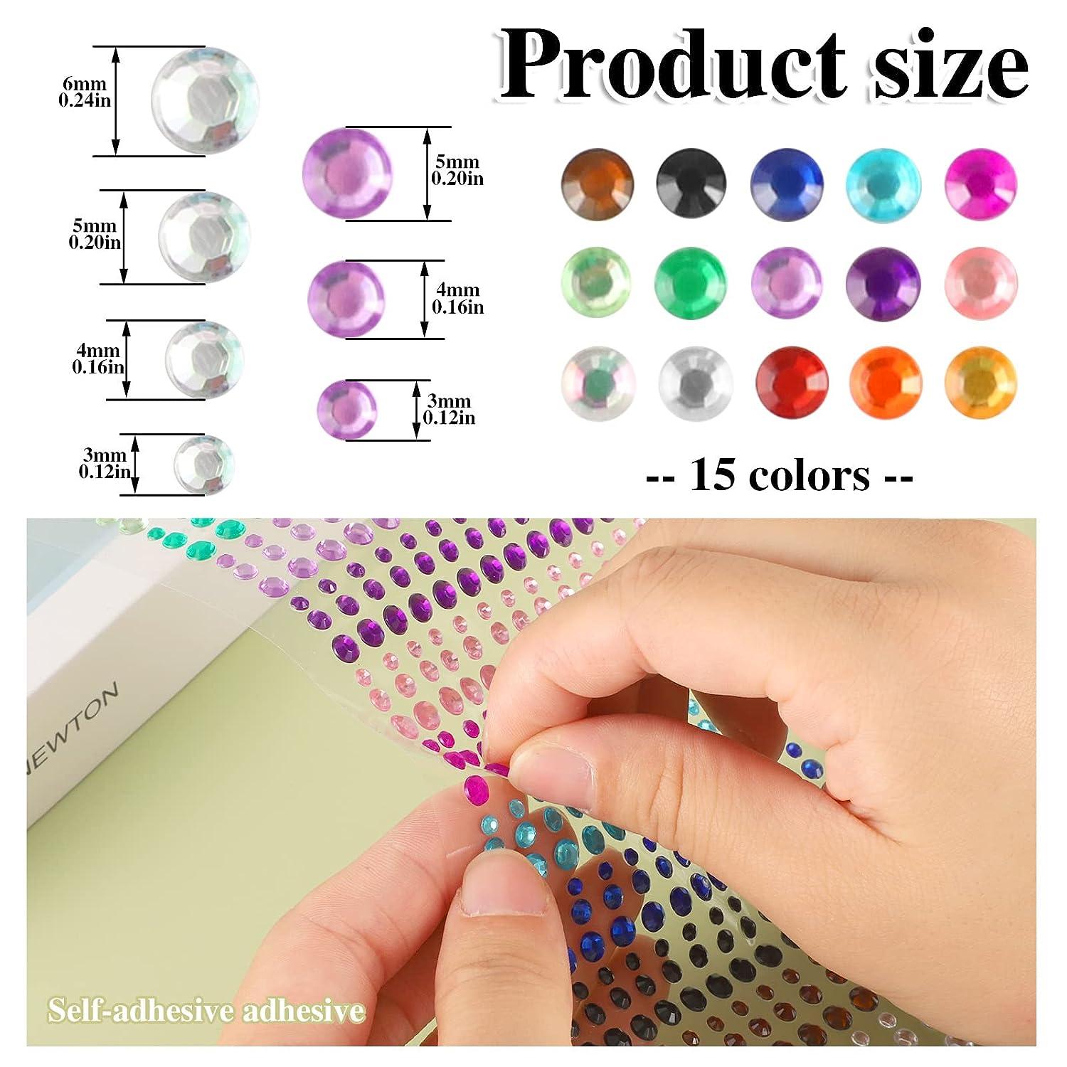 1600 Pcs 3/4/5/6 mm Self Adhesive Face Gems Rhinestones Face Jewels  Diamonds Sticky Gems for Makeup Hair Crafts multicolor 1