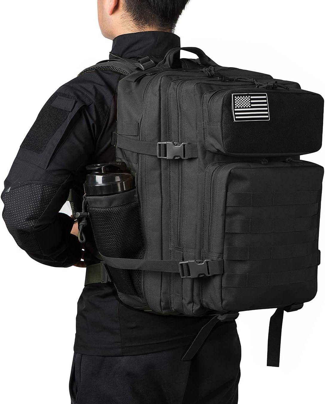 QT&QY Military Tactical Backpacks For Men Molle Daypack 35L/45L Large 3 Day  Bug Out Bag Hiking Rucksack With Bottle Holder