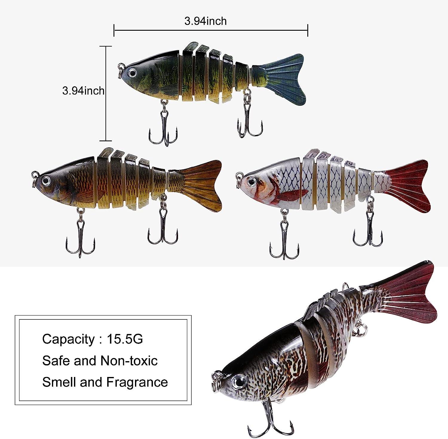 6Pcs Fishing Lures for Bass, Topwater Trout Lures, Multi Jointed