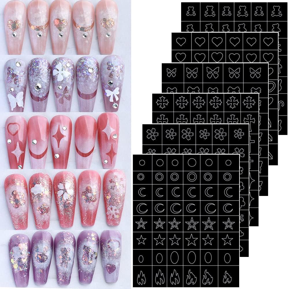 Airbrush Nail Design Heart Star French Stencils for Prints
