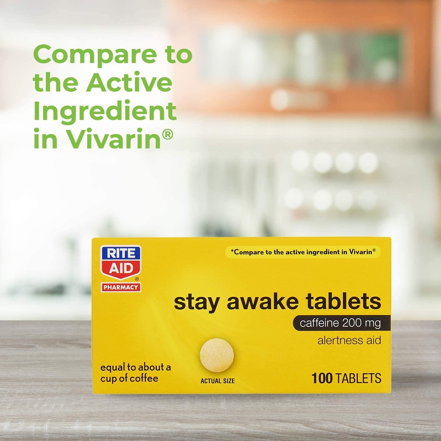 Rite Aid Stay Awake Tablets Caffeine, 200 mg 100 Tablets Caffeine