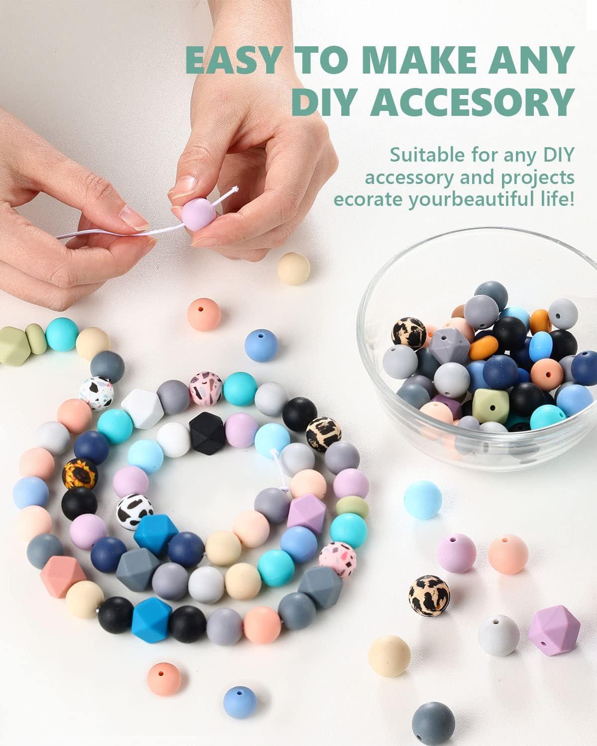  Abulun 15mm Silicone Beads for Keychain Making kit