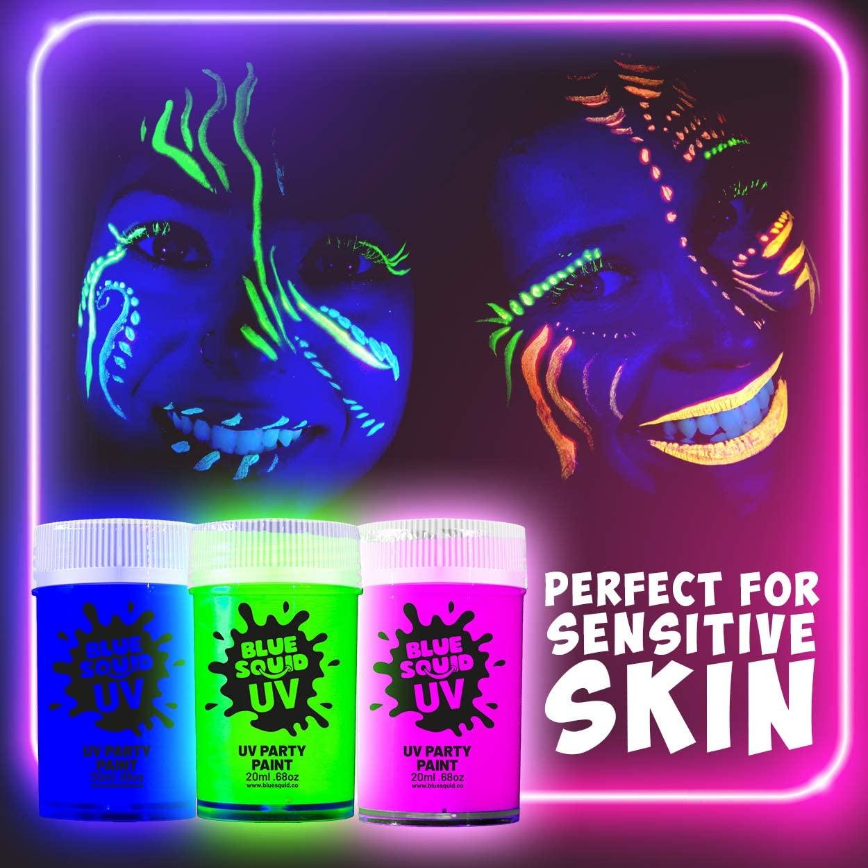 Generic [Water Activated] Uv Glow In The Dark Face Paint And Body Painting  Set Neon Blacklight Reactive Fluorescent Palette Kit Glows Un - [Water  Activated] Uv Glow In The Dark Face Paint
