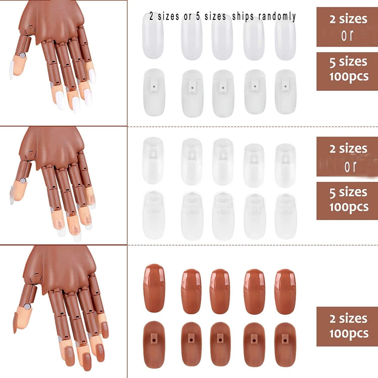Upgraded Practice Hand For Acrylic Nails, Nail Practice Fake Hand, Nail  Salons And DIY Nail Art Supplies With 300 Pcs Replaceable Nail Tips,  Brown(2 Sizes), White(5 Sizes) and Clear (5 Sizes) – BigaMart