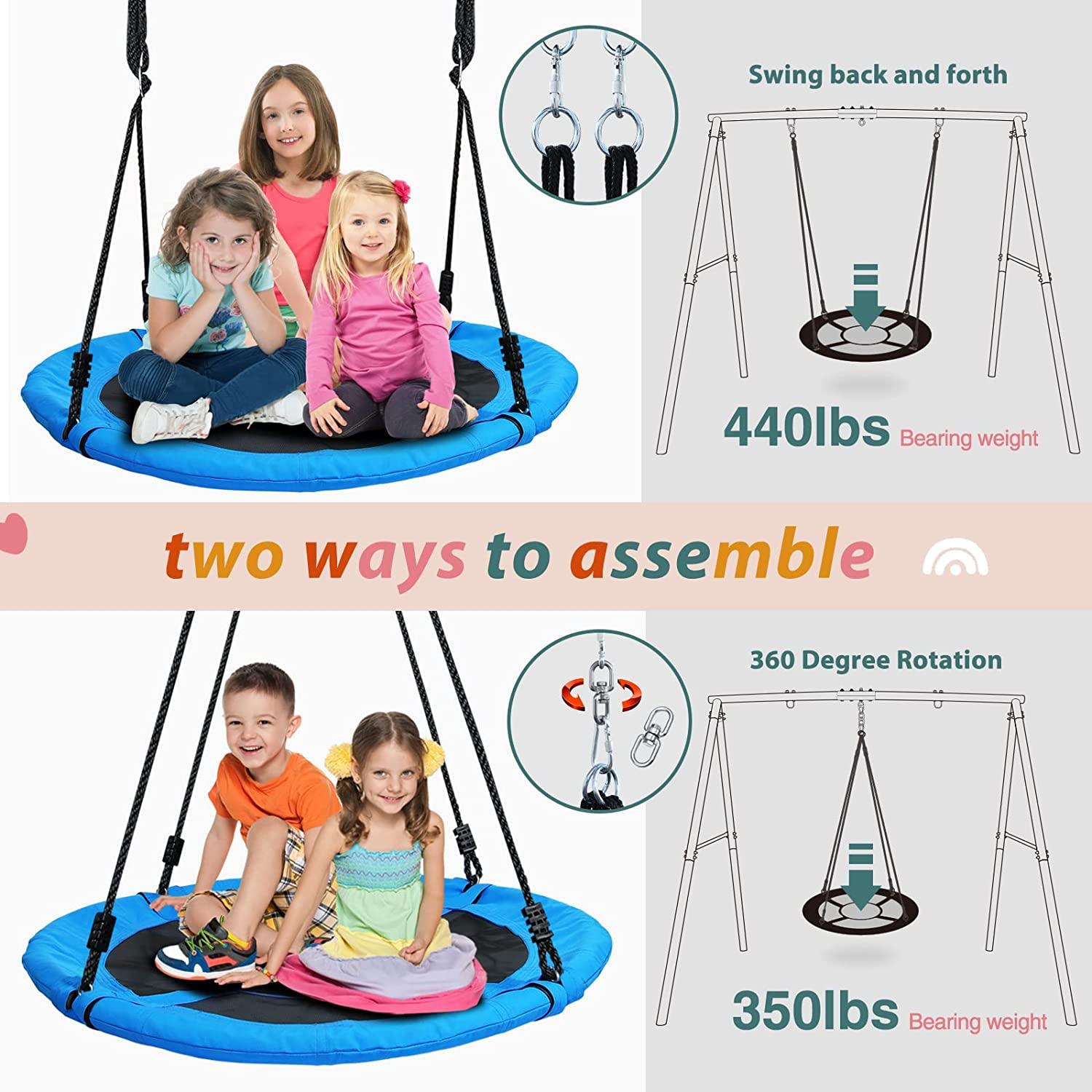 Trekassy 440lbs Swing Set with 40 Inch Saucer Tree Swing Swivel and Heavy  Duty A-Frame Metal Swing Stand