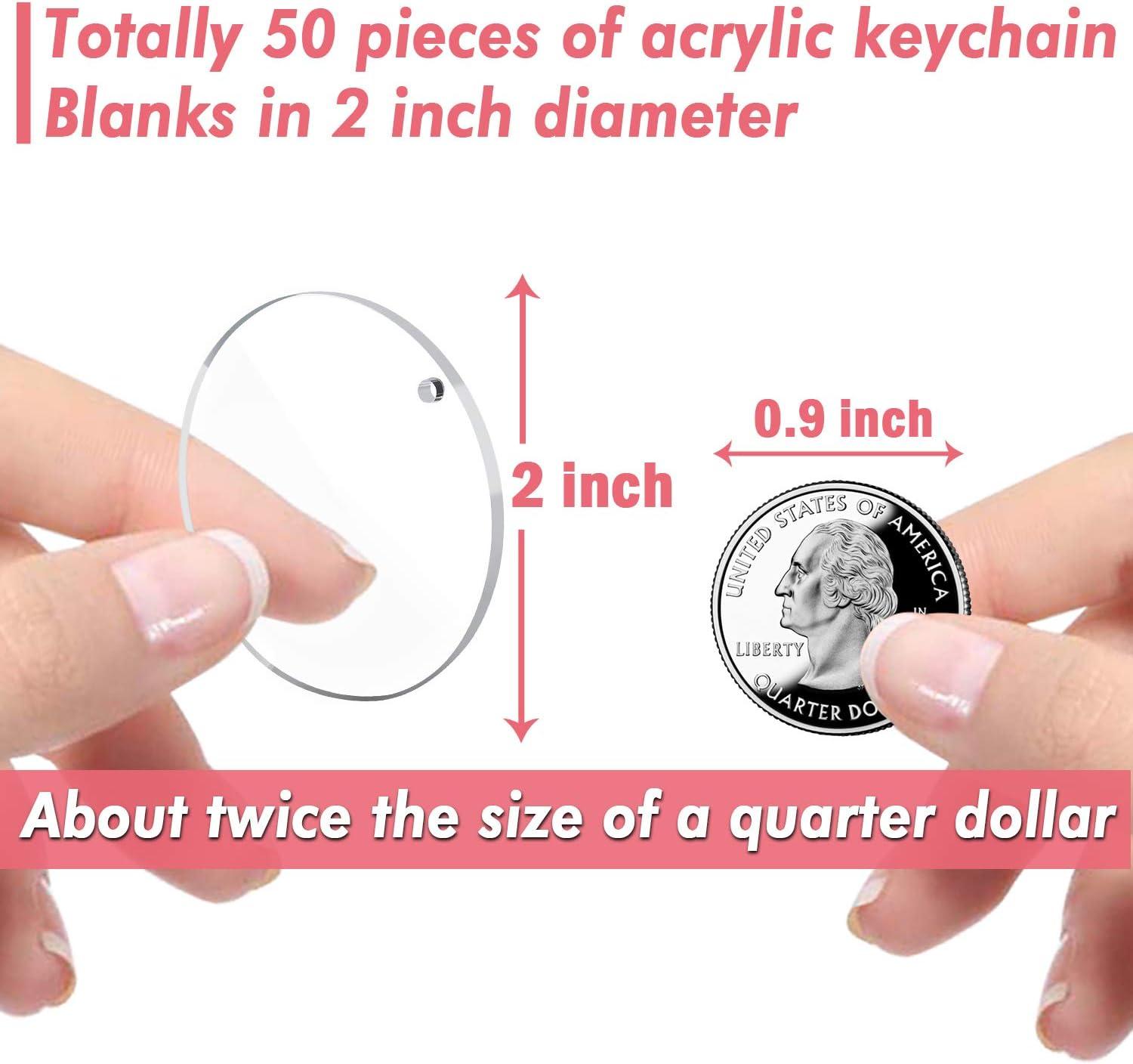 120 Pcs Acrylic Transparent Circle Discs Blank Keychains 2 Inch
