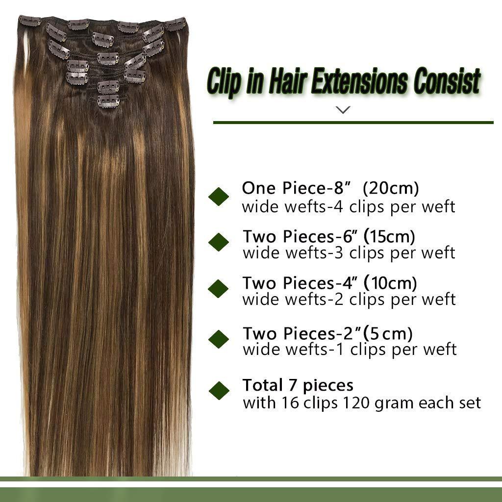 Goo Goo Hair Clip in Hair Extensions, Seamless Hair Extensions Clip in Human Hair, Straight Hair Extensions, Salt and Pepper (1B/GERY) / 18