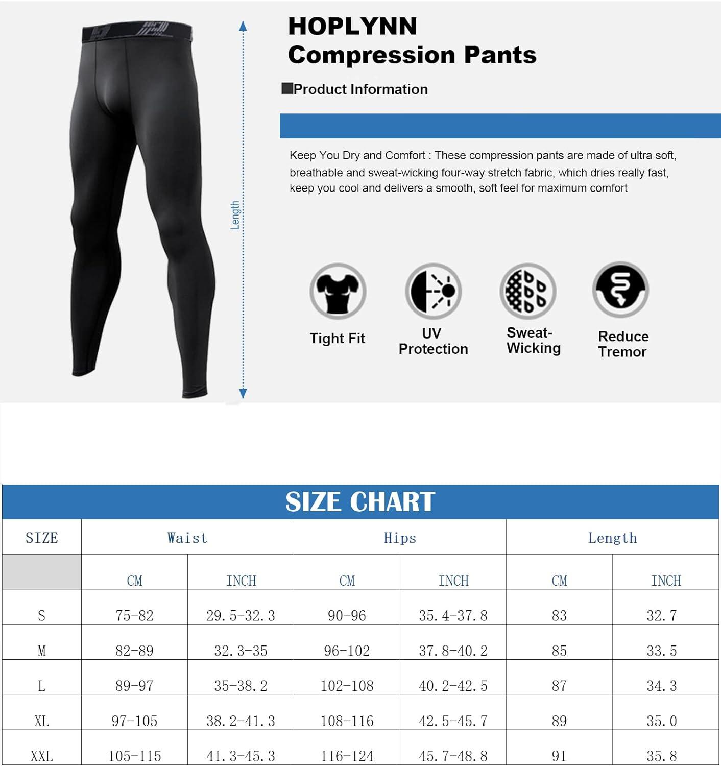  HOPLYNN 4 Pack Compression Pants Tights Leggings Men, Winter  Baselayer for Running Workout Sports Yoga-4 Black-S : Clothing, Shoes &  Jewelry