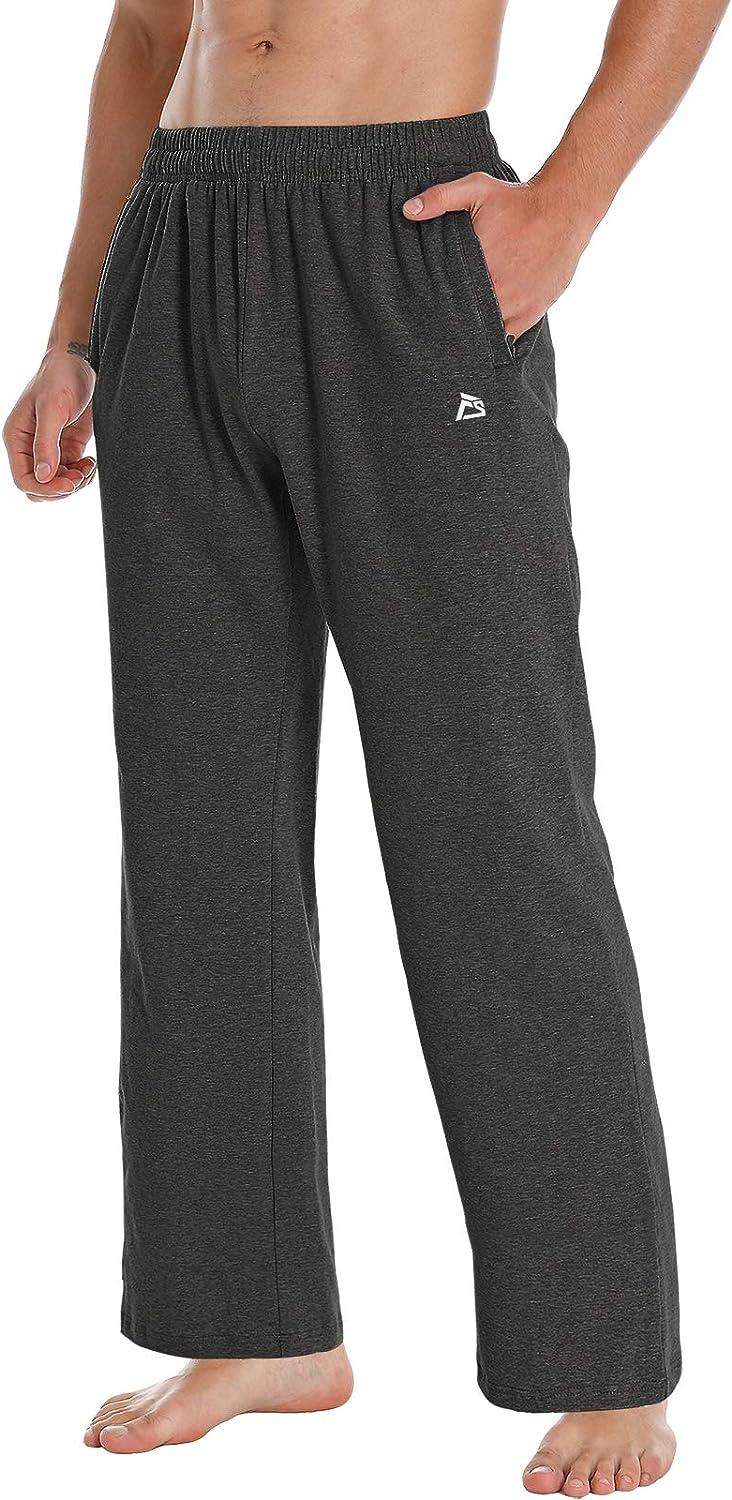 FEDTOSING Men's Cotton Yoga Sweatpants Open Bottom Athletic Loose Fit  Jogger Running Workout Pants with Zipper Pockets (Grey S) : :  Clothing, Shoes & Accessories