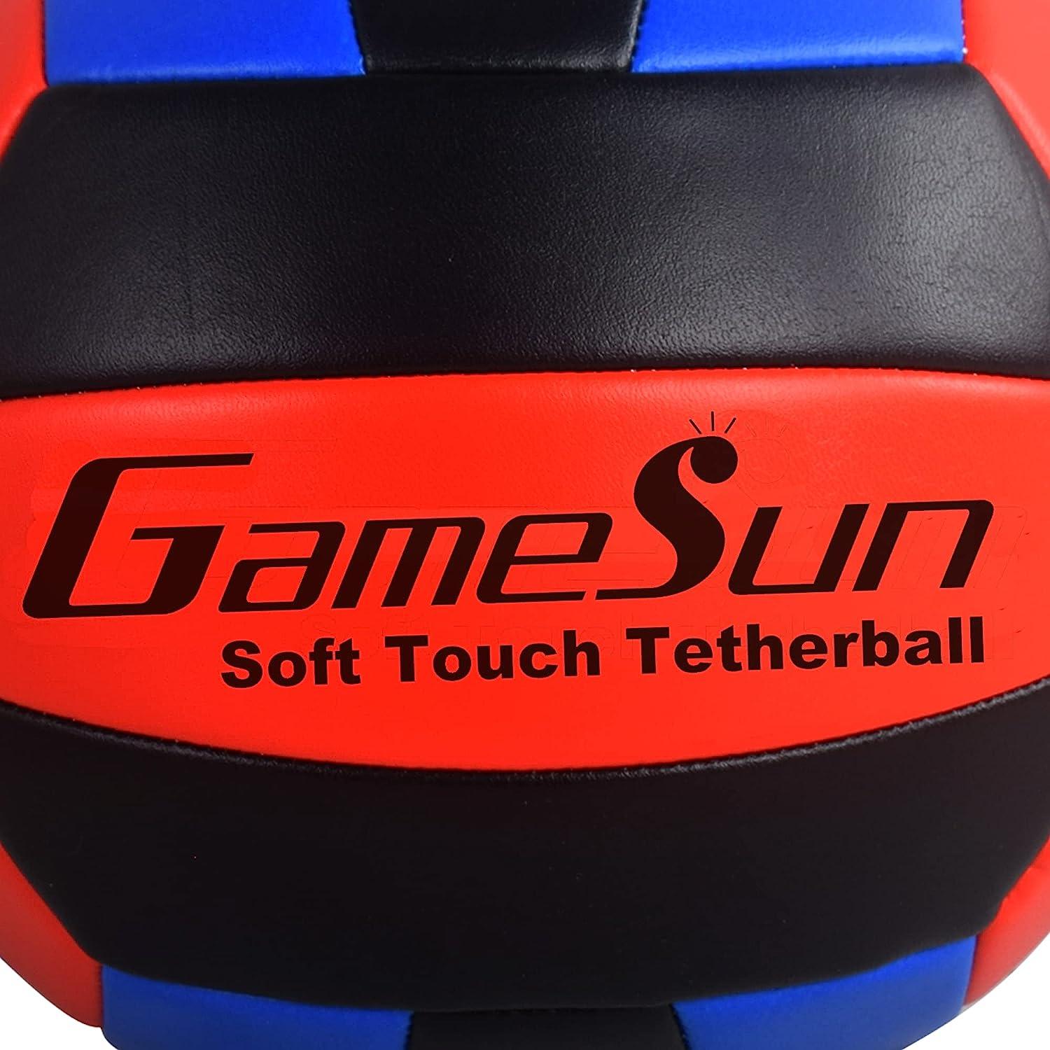 GAMESUN Tetherball and Rope,Full-Size Soft Rubber, Portable Tetherballs with Soft Rope - Great Outdoor Game for Family Fun Play