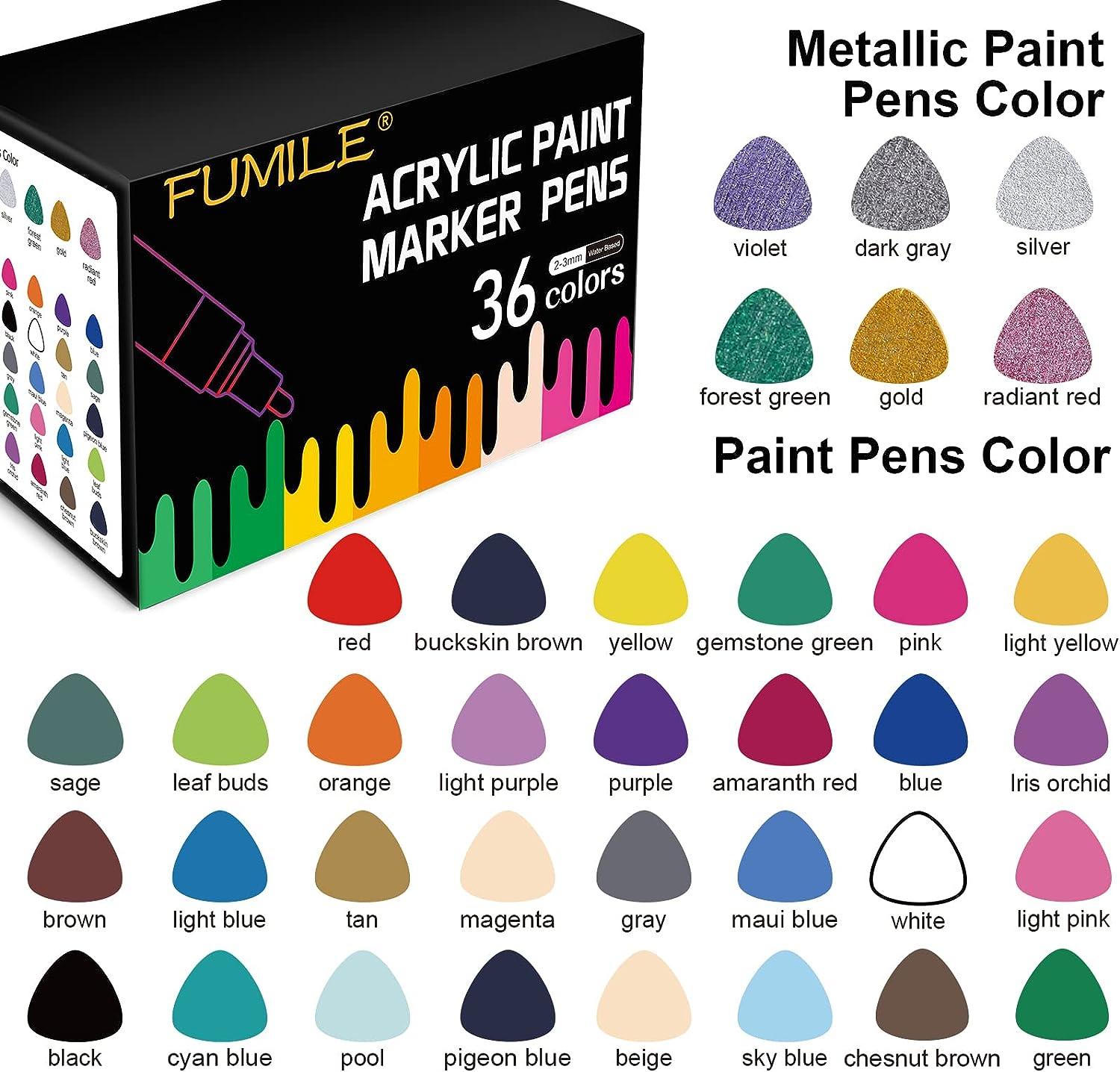 AROIC 24 Pack Acrylic Paint Pens for Rock Painting Fine Point Paint Markers Acrylic Paint Markers for Wood,Metal,Plastic,Glass,Canvas, Ceramic,Craft