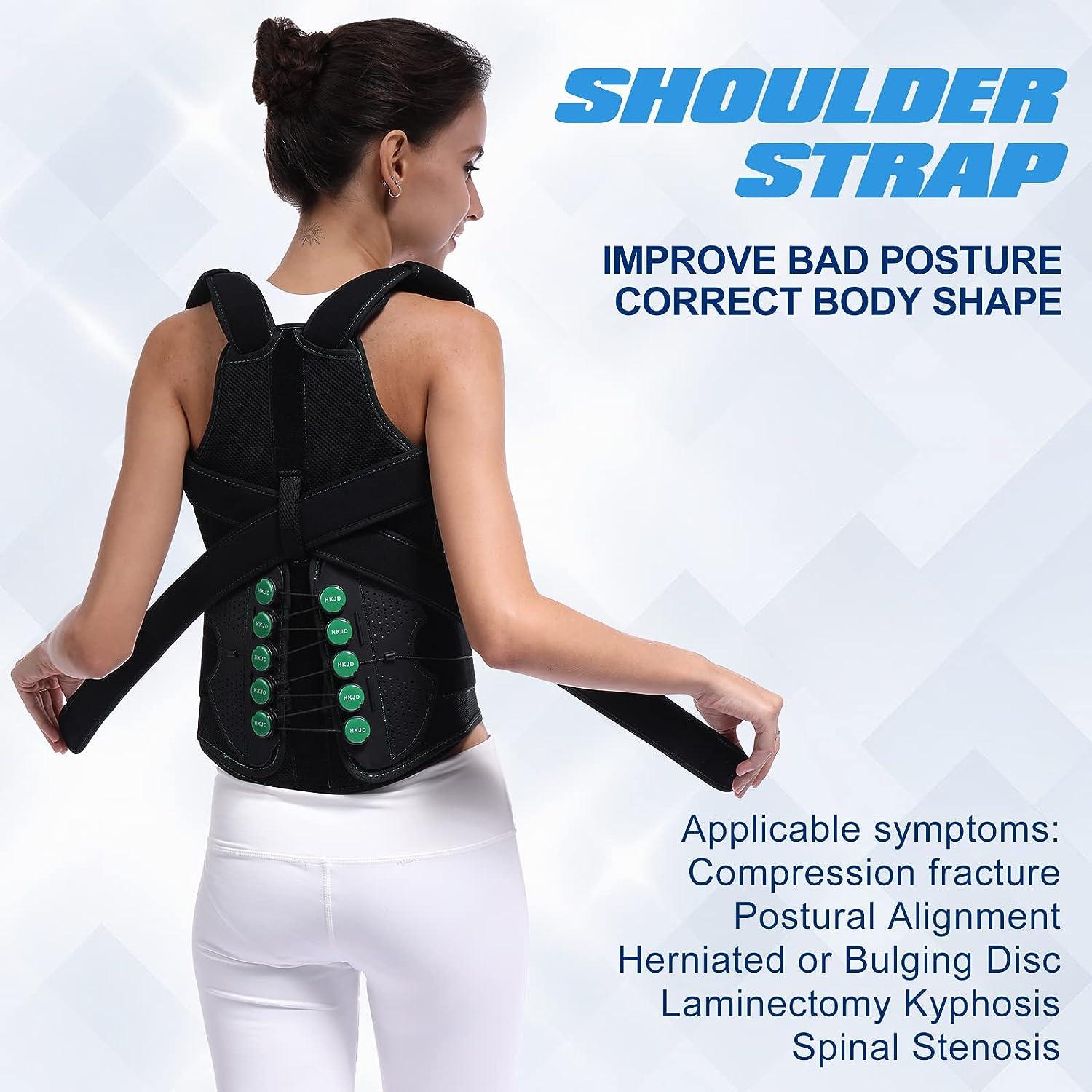 TLSO Thoracic Full Back Brace- Thoracic Lumbar Sacral Orthotic Compression  Fractures Upper Spine Injuries Pre or Post Surgery with Hard Lumbar Support  for Men and Women (S/M)