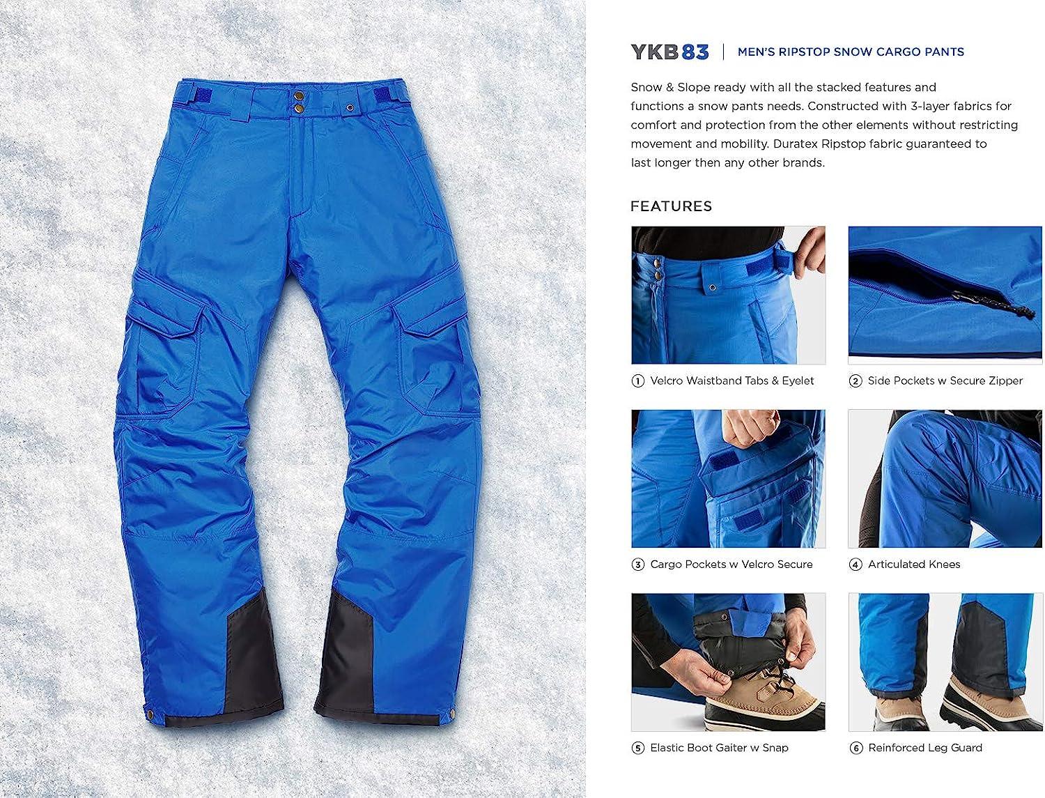 TSLA Men's Winter Snow Pants, Waterproof Insulated Ski Pants, Ripstop  Windproof Snowboard Bottoms Snow Cargo Khaki XX-Large