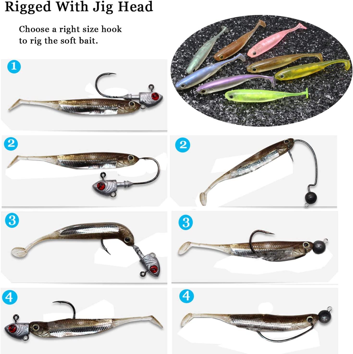 QualyQualy Soft Plastic Swimbait Paddle Tail Shad Lure Soft Bass Shad Bait  Shad Minnow Paddle Tail Swim Bait for Bass Trout Walleye Crappie 2.75in 3.14 in 3.94in 5in 1# 2.75in - 6Pcs