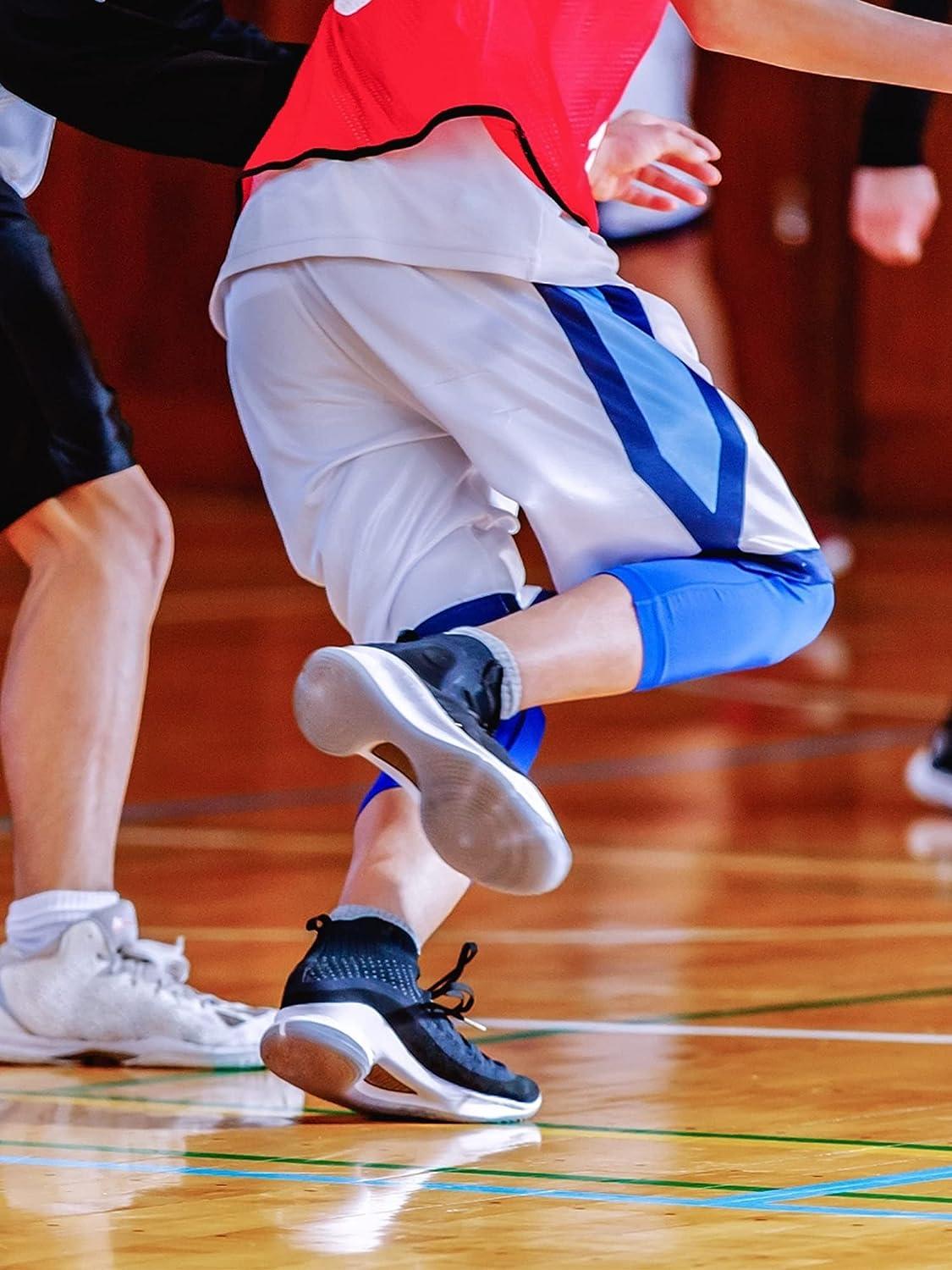 Sports Gym Basketball Pants with Knee Pads Basic Leggings 3/4
