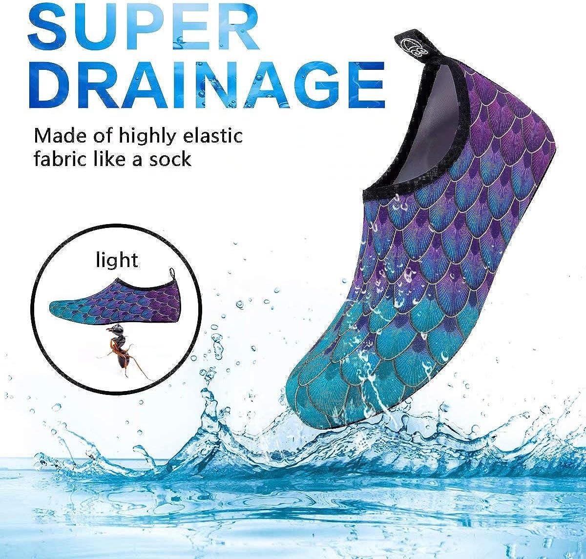 Water-Shoes-Swim-Shoes Quick-Dry Barefoot Aqua-Socks-Beach-Shoes for Pool  Yoga Surf for Women-Men(Fish-Scale/blue-green-34/35) : : Shoes &  Handbags