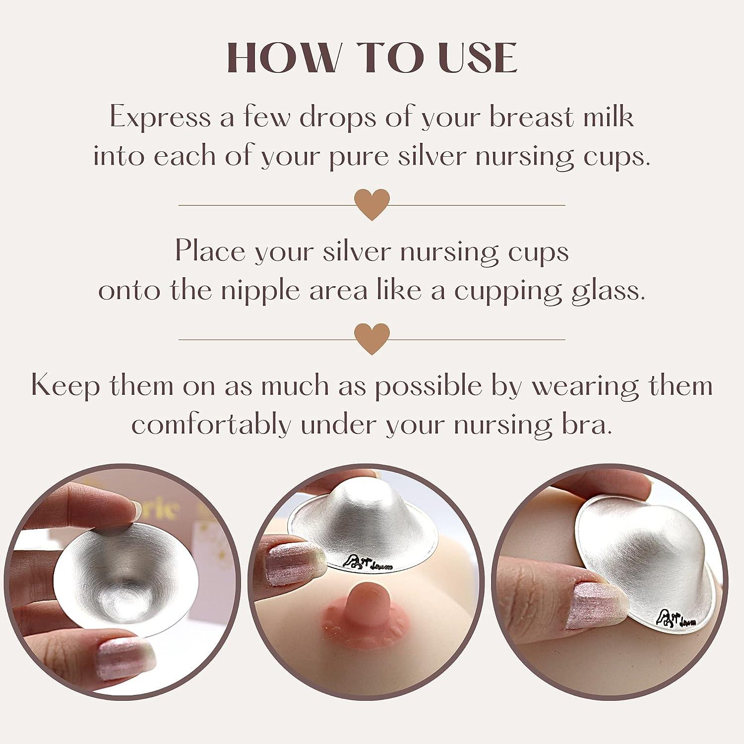 The Original Silver Nursing Cups - Nipple Shields for Nursing Newborn -  Newborn Essentials Must Haves - Nipple Covers Breastfeeding - 925 Silver (2