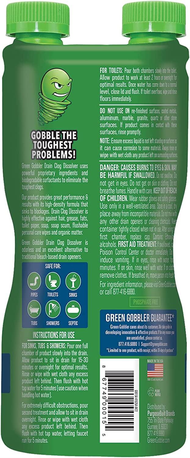 Green Gobbler Drain Clog Remover and Cleaner, 31 Oz - Biodegradable  Formula, 5 Drain Clog Tools Included