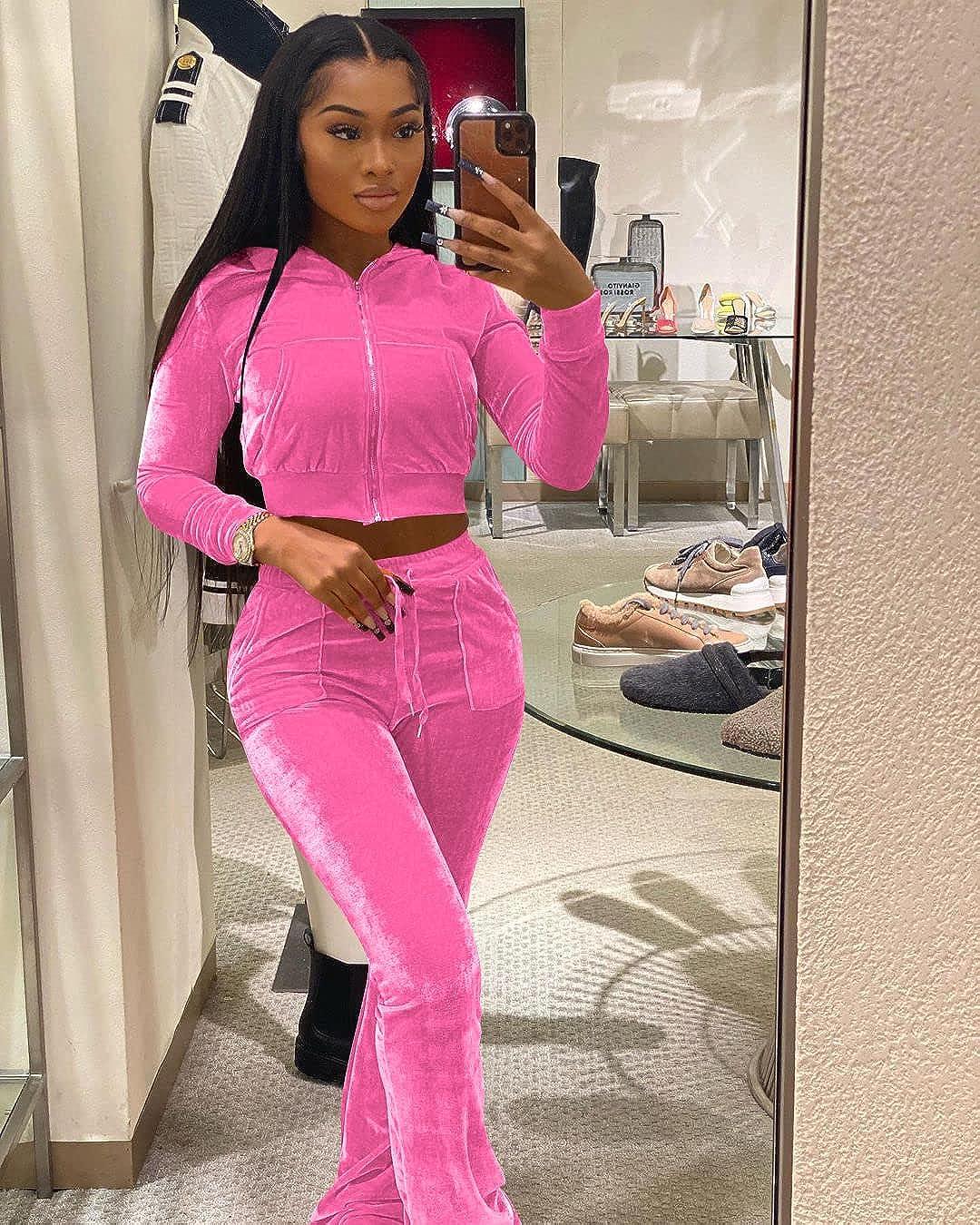 Women Sweatsuit Set Velour Zip Up Hoodie and Pants 2 Pieces Sports  Tracksuits : : Clothing, Shoes & Accessories