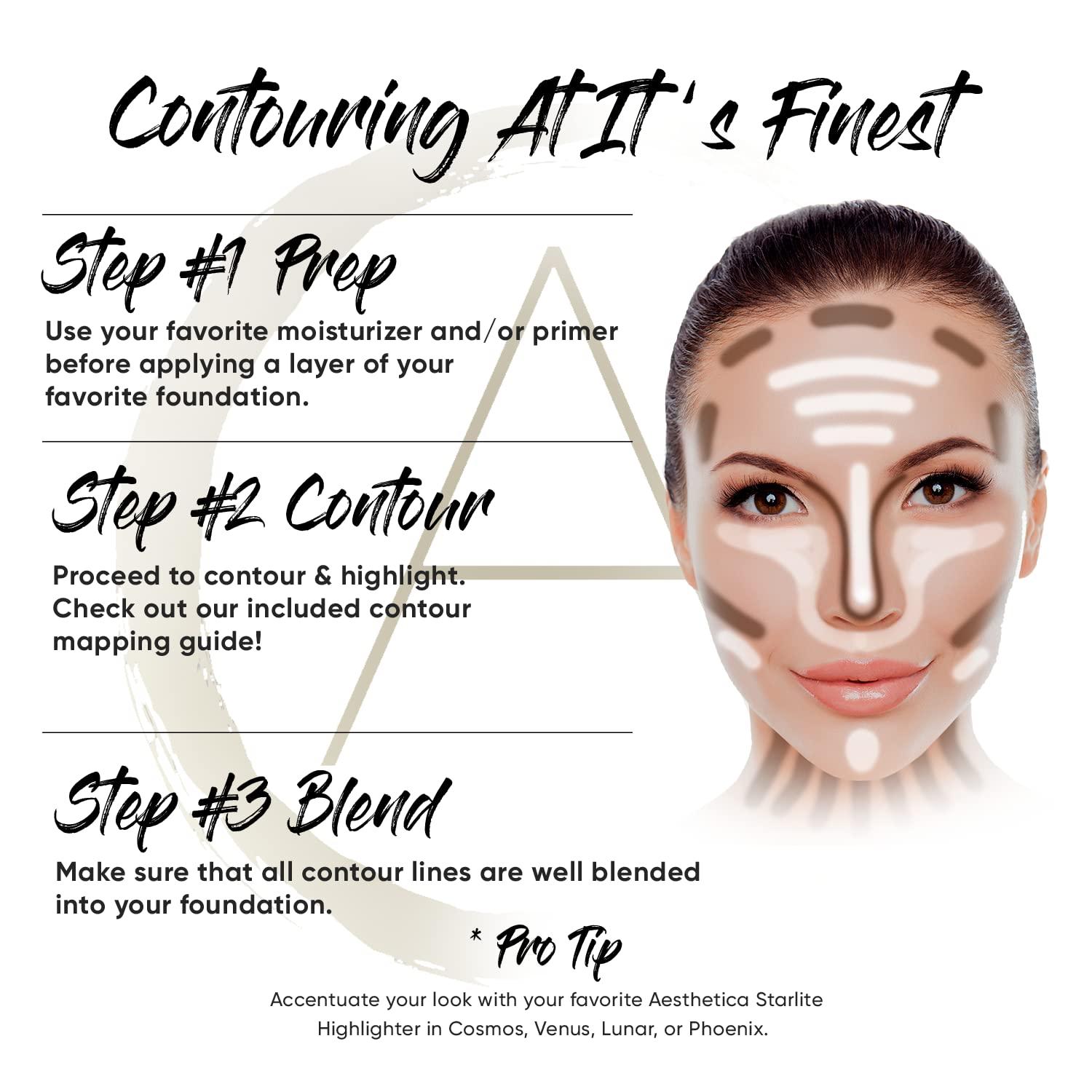 Aesthetica Cosmetics Cream Contour and Highlighting Makeup Kit - Contouring  Foundation/Concealer Palette - Vegan & Cruelty Free - Step-by-Step