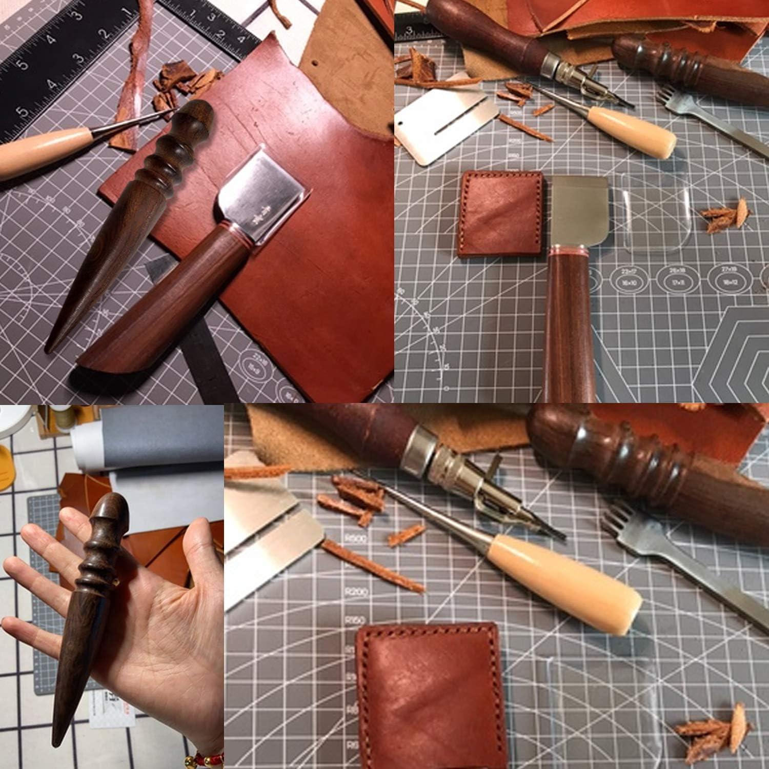 Honbay 1PCS Ebony Wood Leather Edge Burnisher Tool for Burnishing Leather  Projects (4 Grooves)