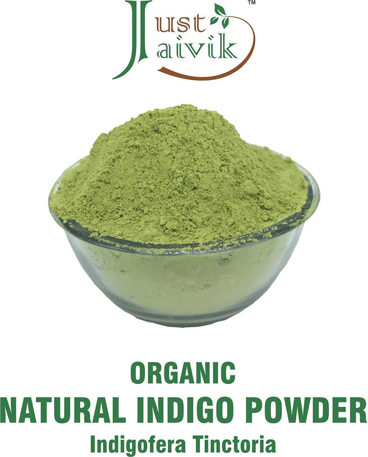 Just Jaivik 100% Organic Indigo Powder - 227 gms / 1/2 LB Pound / 08 Oz -  Indigofera Tinctoria- A 100% Organic Hair Dye - Color your hair dark brown