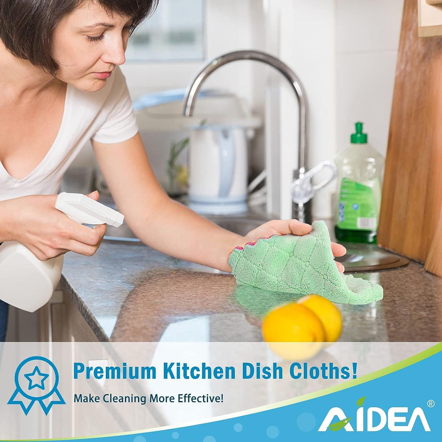 Aidea Kitchen Dish Cloth - 12 Pack, Super Absorbent Coral Fleece Dish  Cloths, No Odor Reusable Dish Cloth, Premium Microfiber Cleaning Cloths