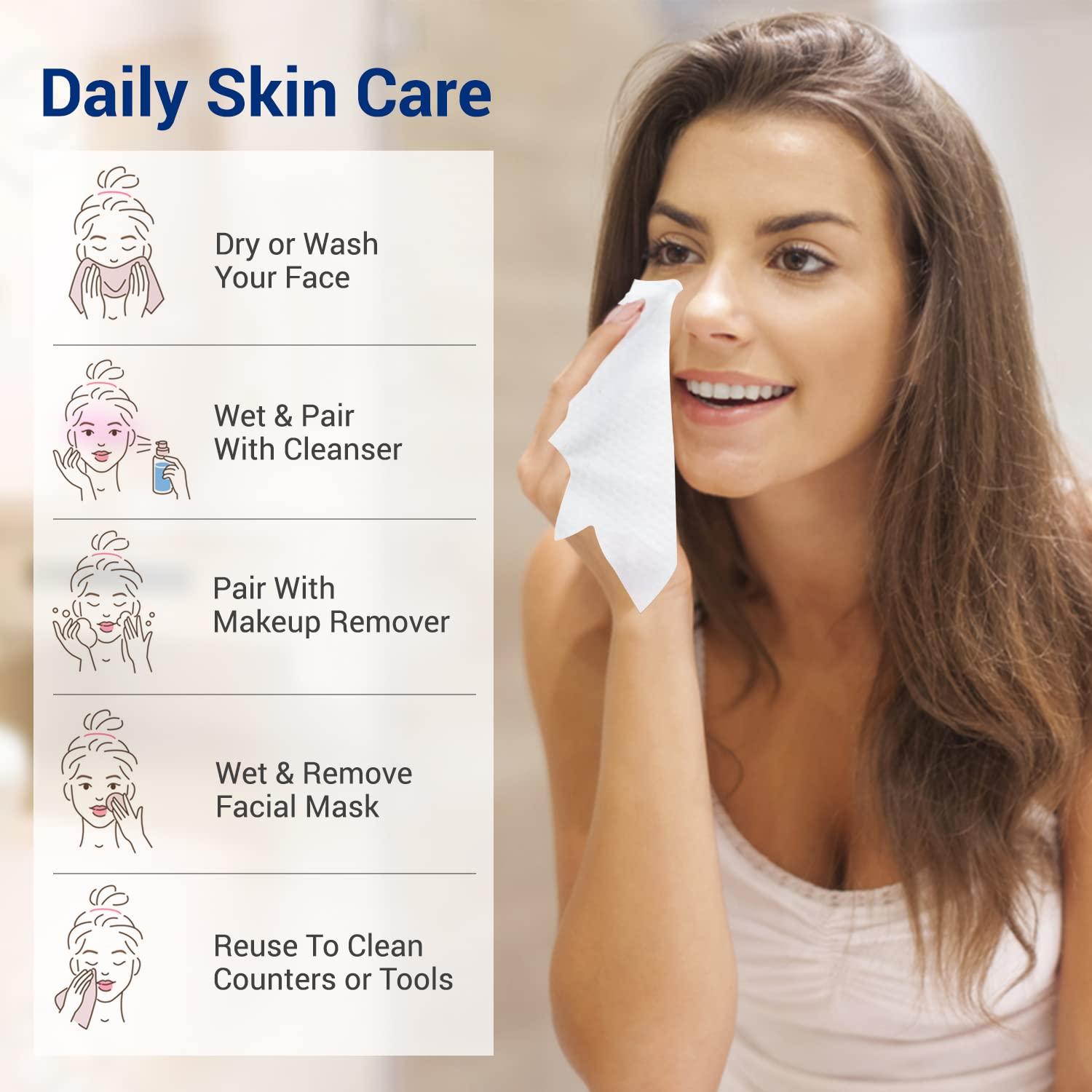 100PCS Disposable Face Towel 100%Cotton Tissue Soft Facial Cleansing  Reusable Wet And Dry Makeup Non Woven Towel Makeup Remover