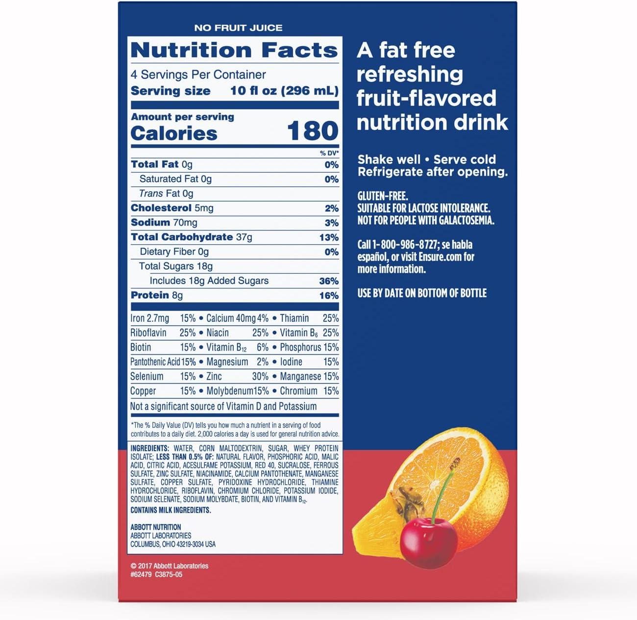 Ensure Clear Nutrition Liquid Drink, 0g fat, 8g of protein, Mixed Fruit, 10  Fl Oz (Pack of 12)