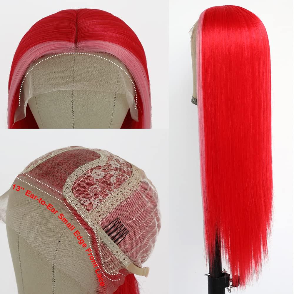 Natural Straight Red Lace Front Wig Heat Resistant Lace Front Wigs