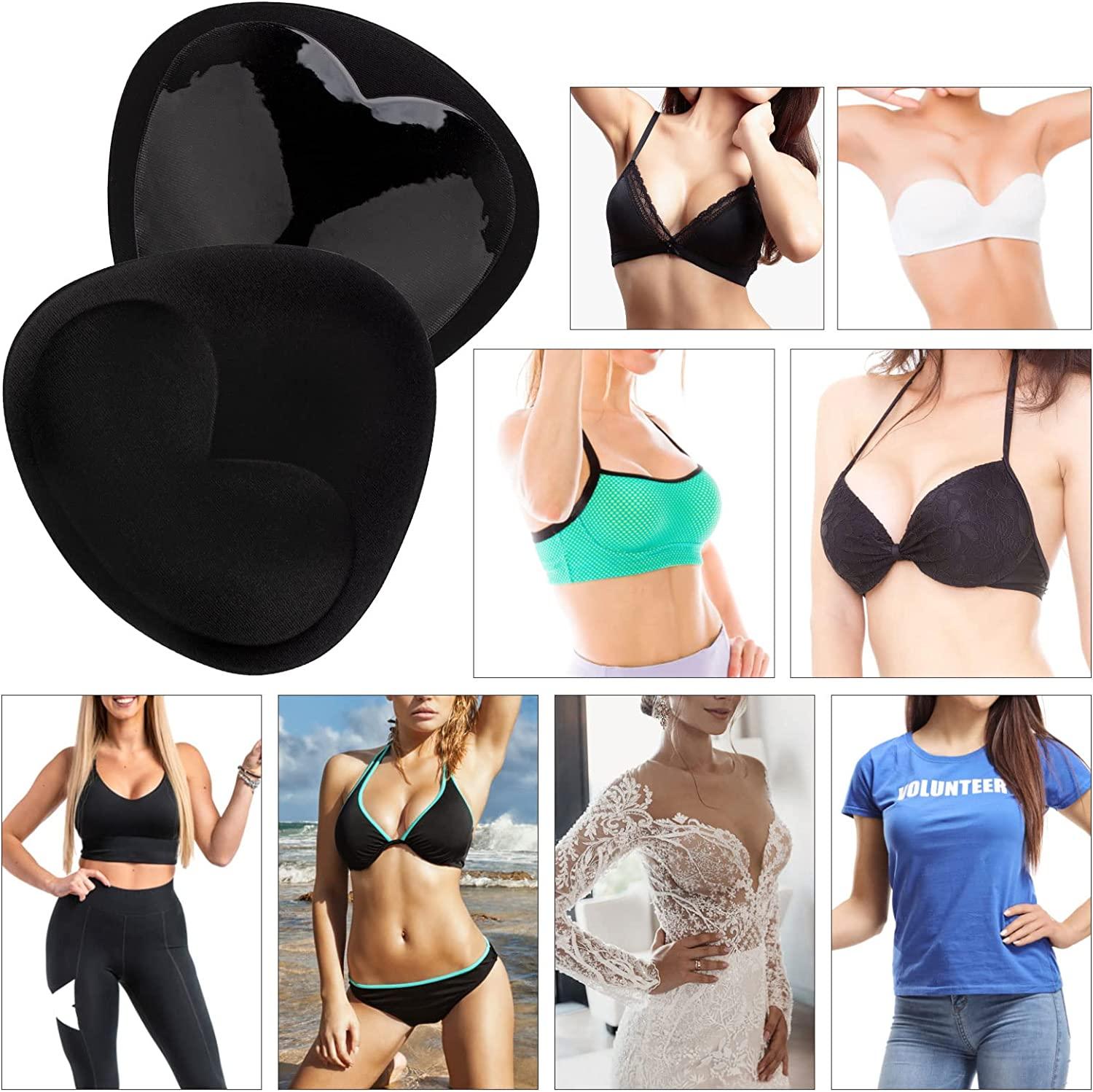 Silicone Bra Inserts Breast Pads Waterproof Push-up Inserts For Women  Removable Sticky Bra Cups For Swimsuits Dresses Bikini Top 1 Pair Black
