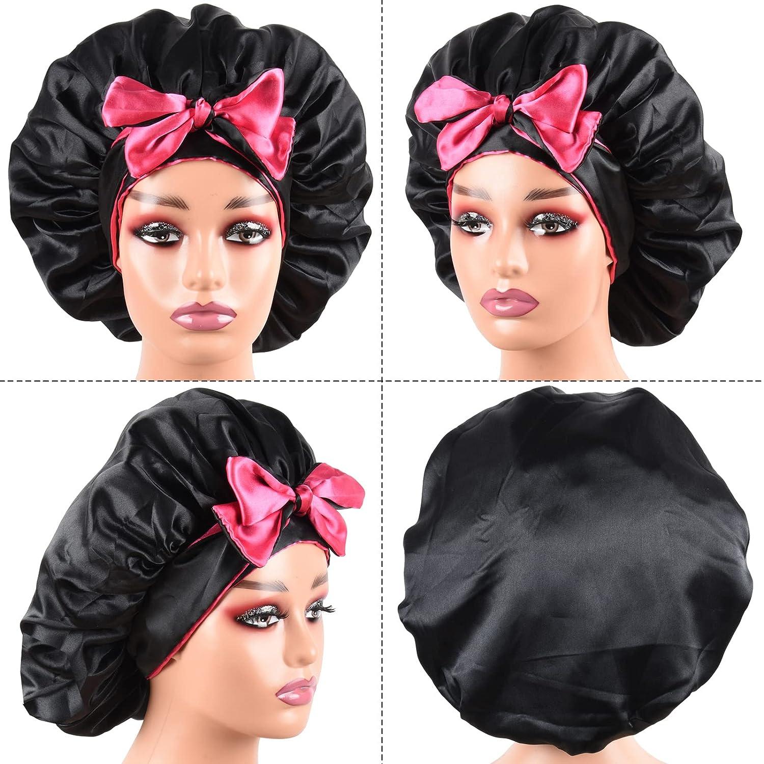 Satin Bonnet Silk Bonnet for Sleeping, Hair Bonnets for Women Silk Bonnet  for Natural Hair Adjustable Head Size Curly Hair Sleeping Cap 1 Pack