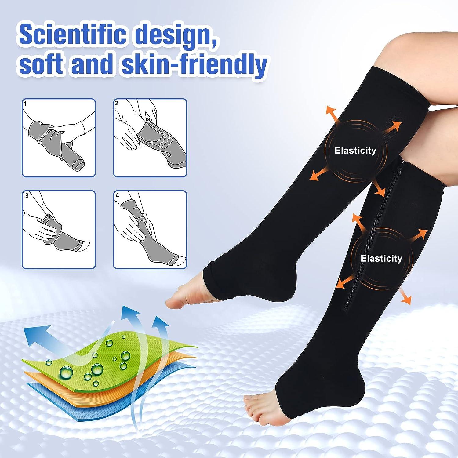 Compression Socks, Skin Friendly Swelling Relief Breathable Nylon Soft  15-20mmHg Compression Stockings For Varicose Veins For Health Care