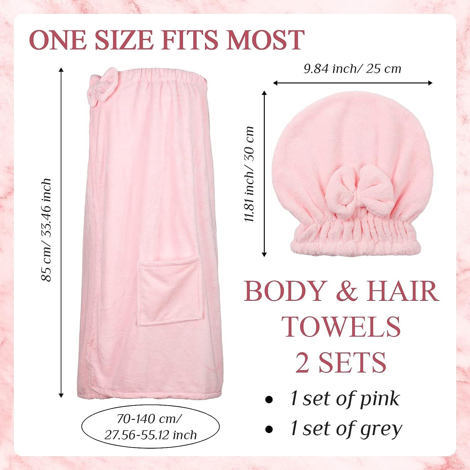 Women's Pink Towel Wrap with Hood Spa/Bath Wrap with Adjustable