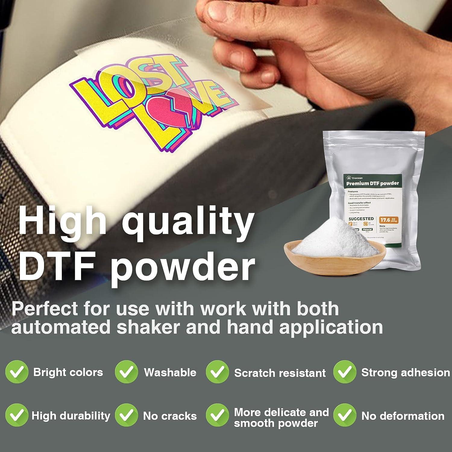 DTF Transfer Powder Film Kit for DTF Sublimation Printer DTF Starter Kit  Include 17.6oz White Digital Transfer Hot Melt Adhesive and 30 Sheets