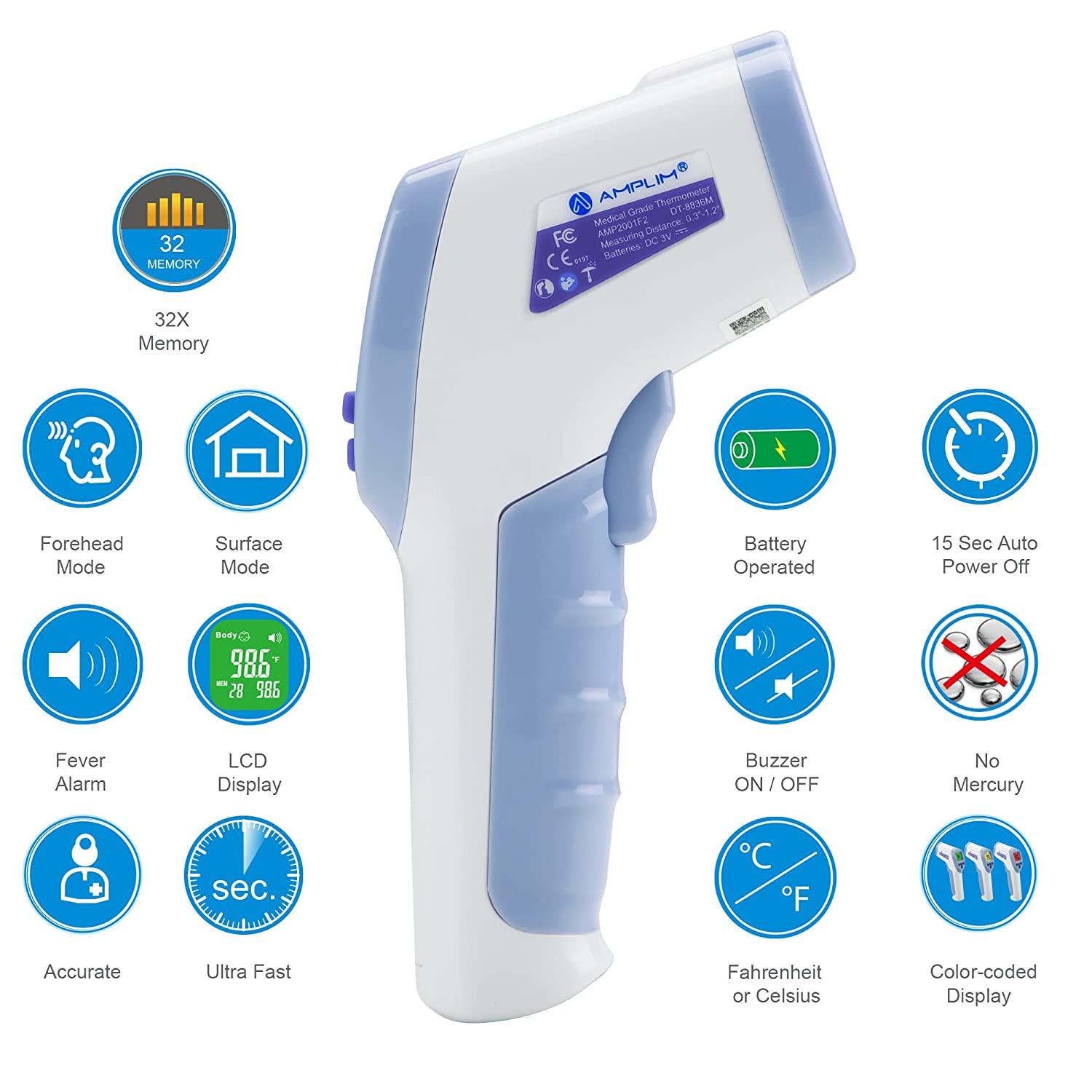 Thermometer Non-Contact Digital Laser Infrared, Forehead and