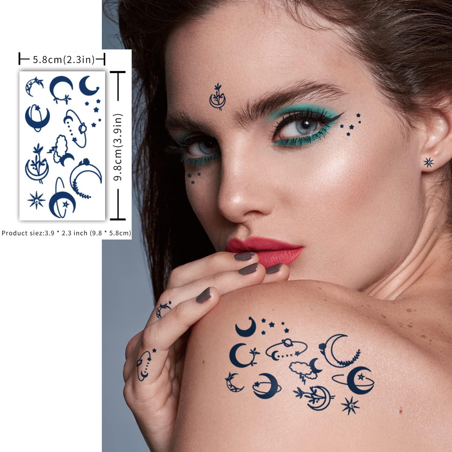 MAYCREATE Flower Face Temporary Tattoo Stickers for Women Girls, 3