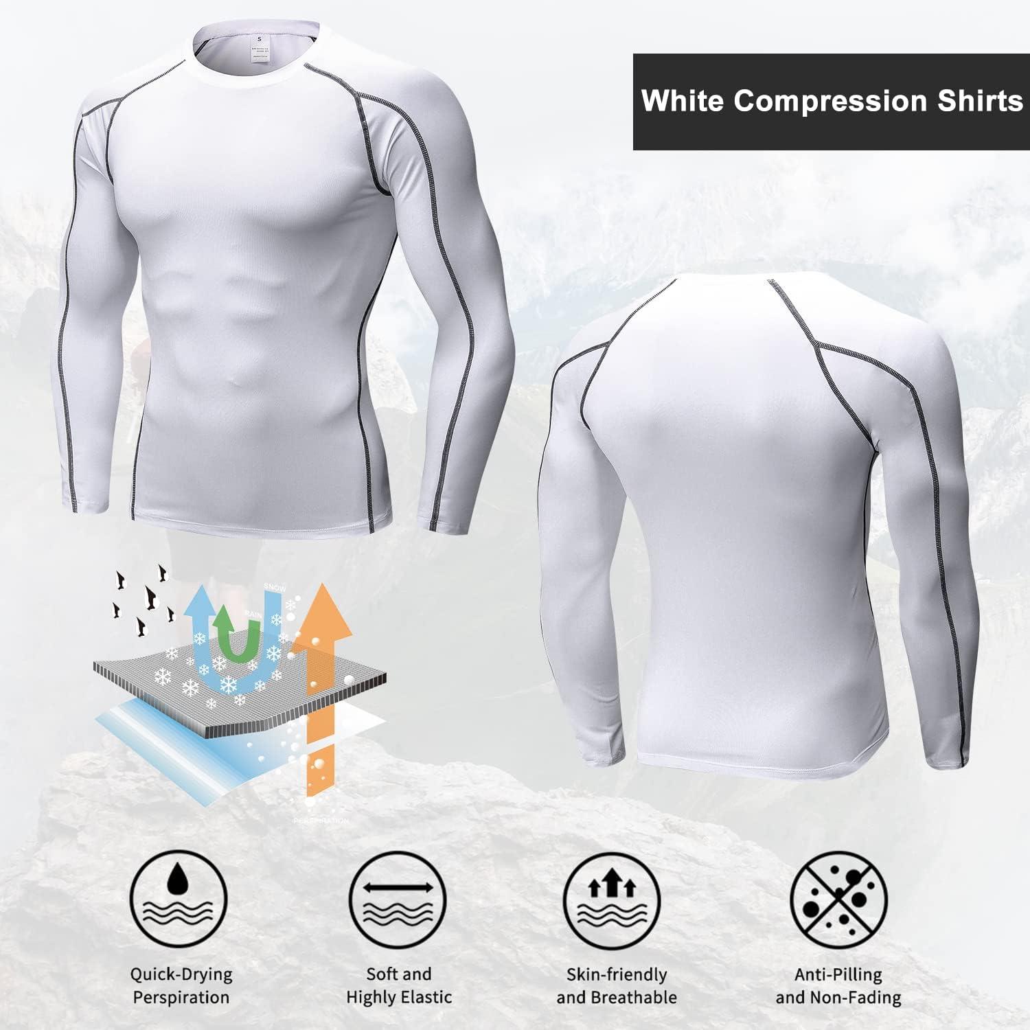 3 Pack Mens Cool Dry Compression Shirts Sports Base Layer Long
