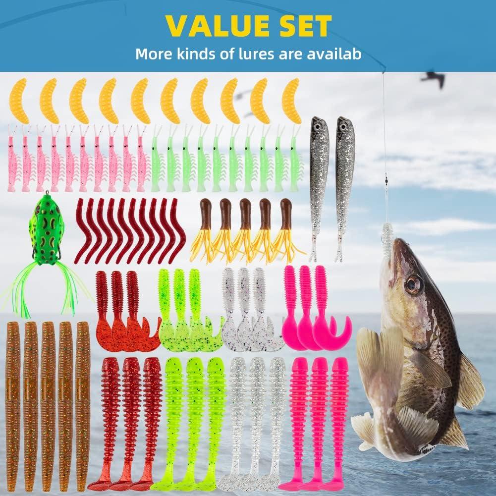 Soft Fishing Lures Kit, Portable Soft Lures Stretchable for Bass
