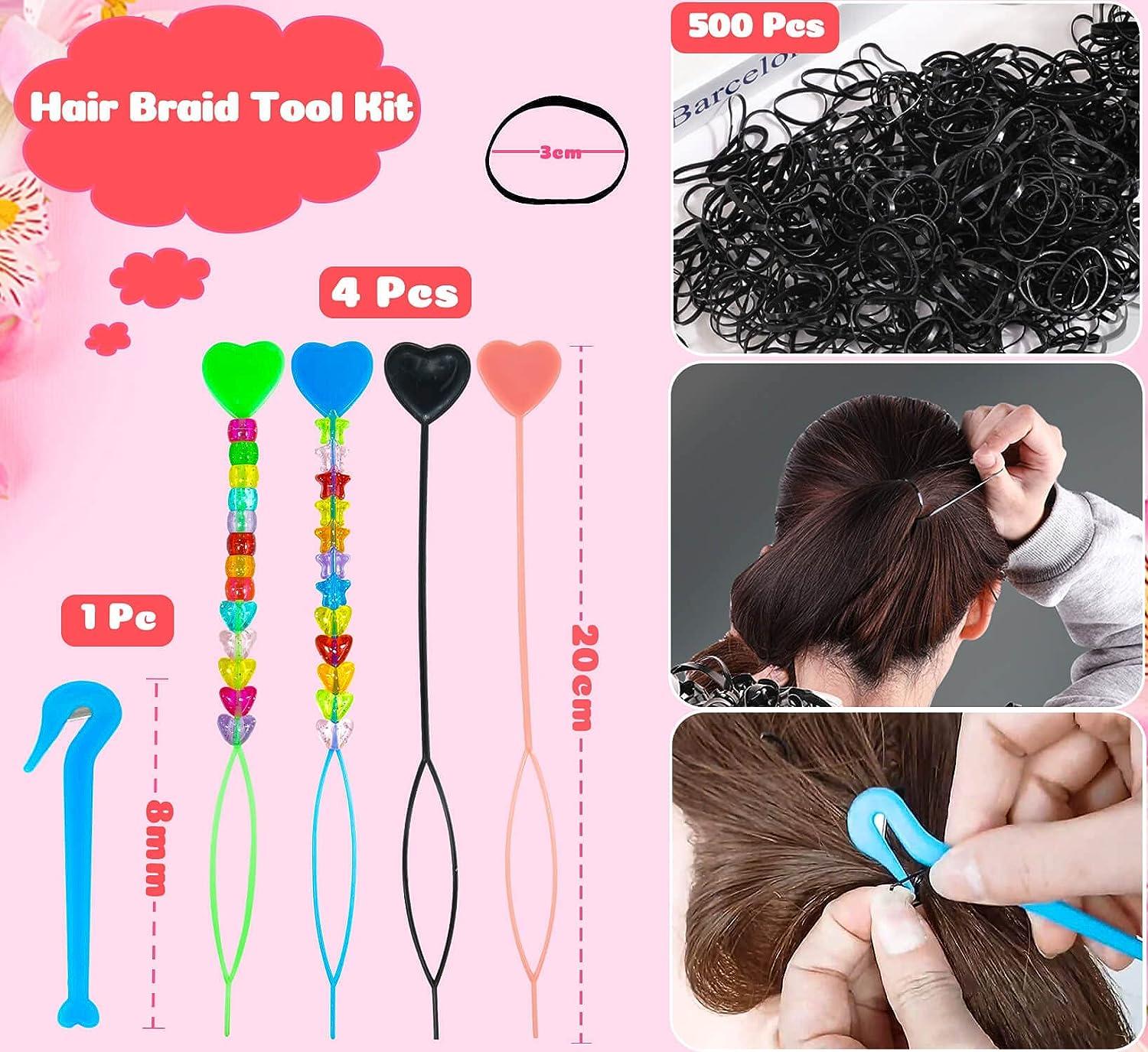 18 Pcs Bead Hair Braiding Tool Pull Through Ponytail Small Beaders Long  Beads Plastic Miss - AliExpress