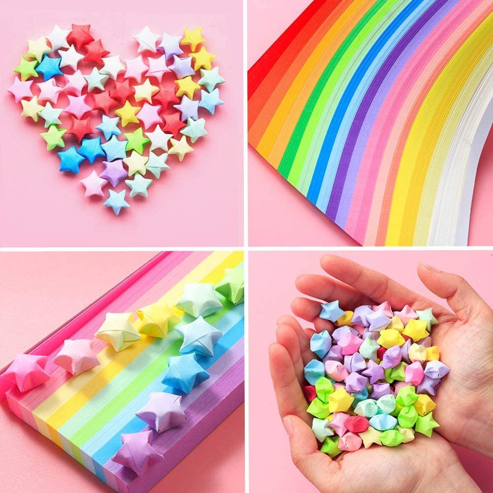 1000 Sheets Colorful Origami Stars Paper Strips Lucky Star 20 Colors Folding  Paper Material for Children