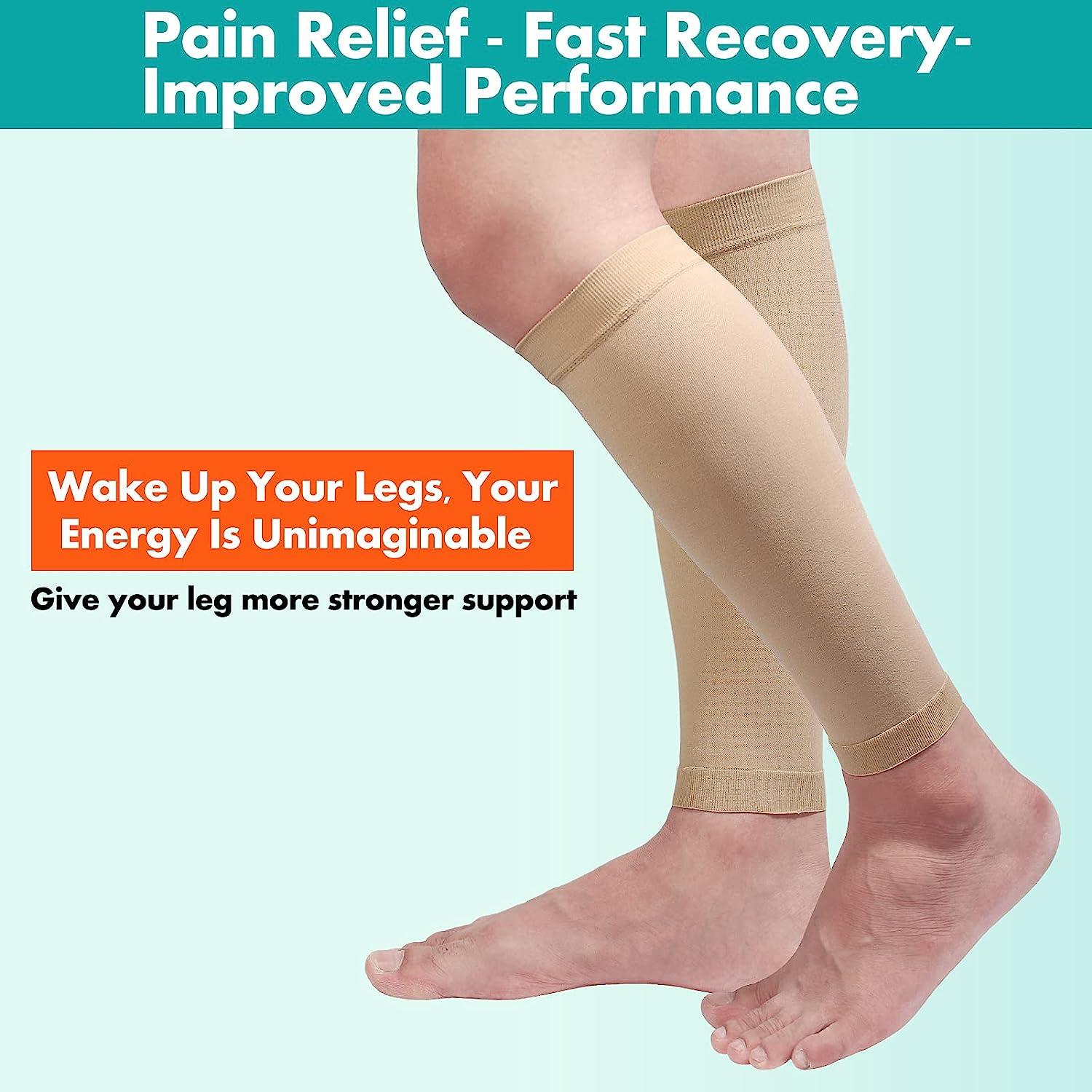  MGANG Calf Compression Sleeve, (2 Pairs) 20-30mmHg Leg  Compression Socks, Unisex for Pain Relief, Swelling, Edema, Maternity,  Varicose Veins, Shin Splint, Nursing, Travel, Beige 4XL : Health & Household
