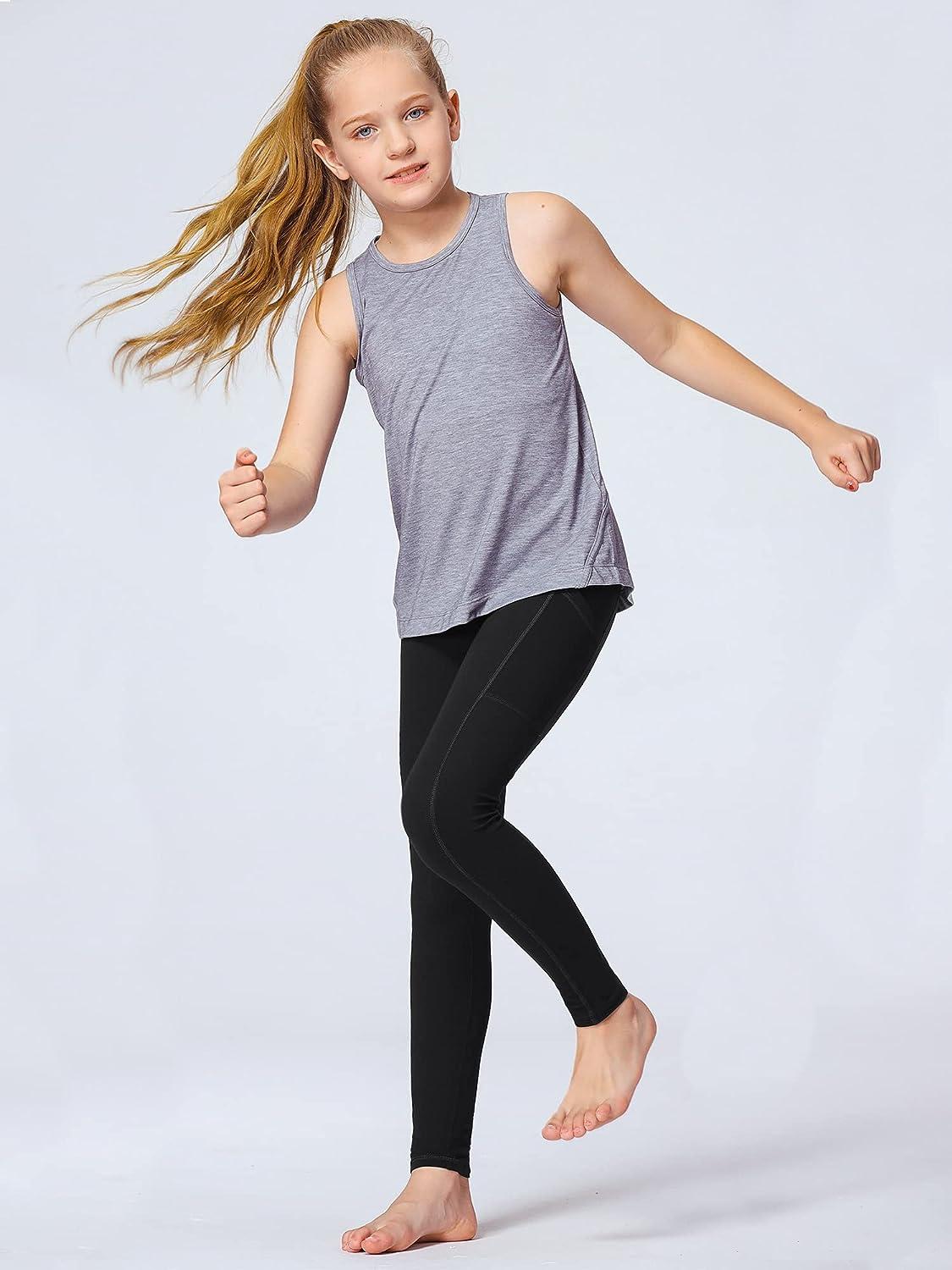 Stelle Girls Athletic Leggings Kids Dance Workout Running Yoga Pants with  Hidden Pocket
