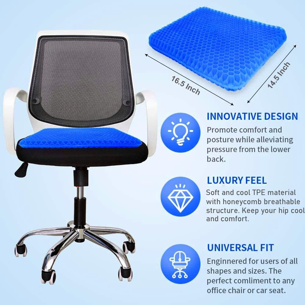  Universal Gel Car Seat Cushion, Breathable Honeycomb