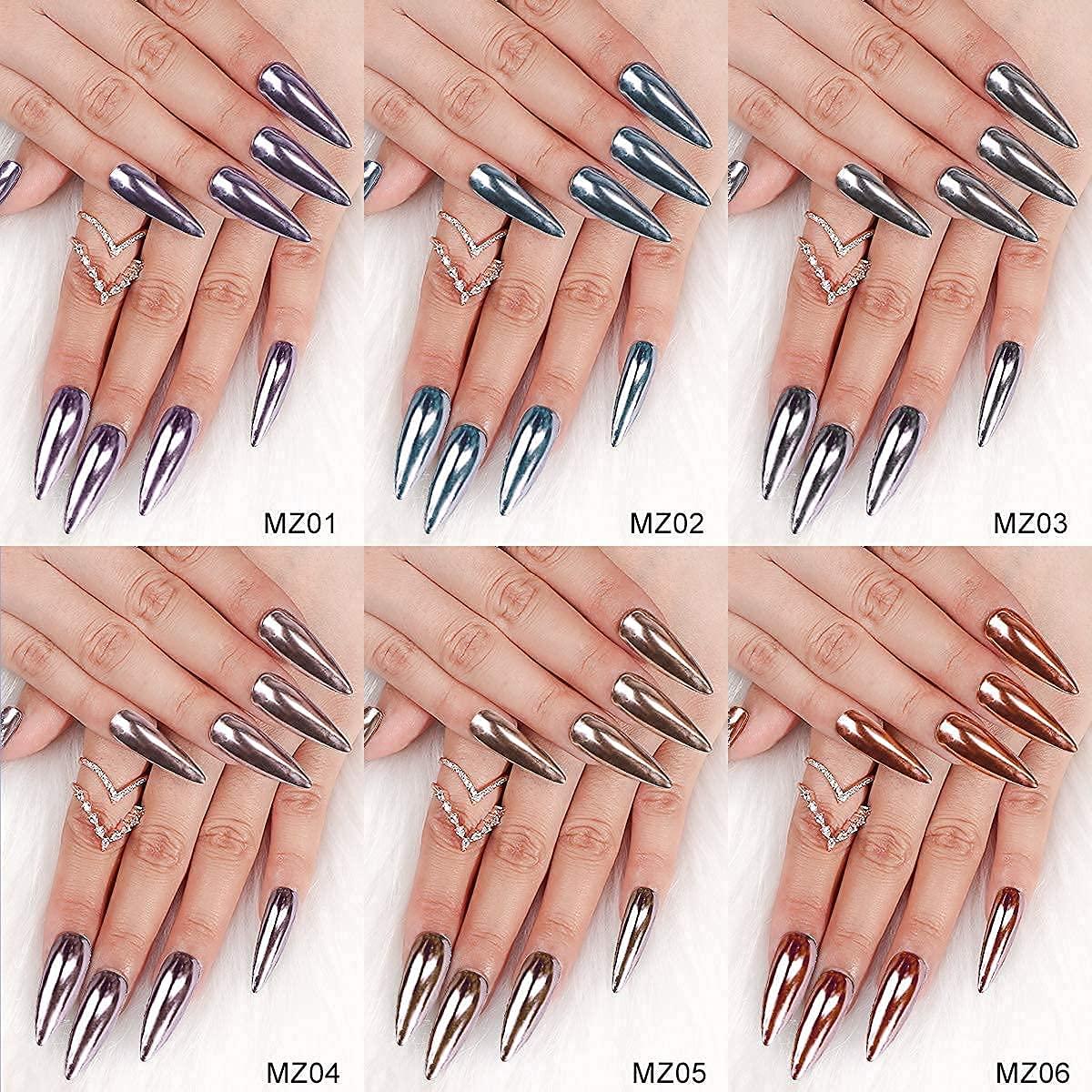 Chrome nail charms  White acrylic nails, Unique acrylic nails, Diamond  nails
