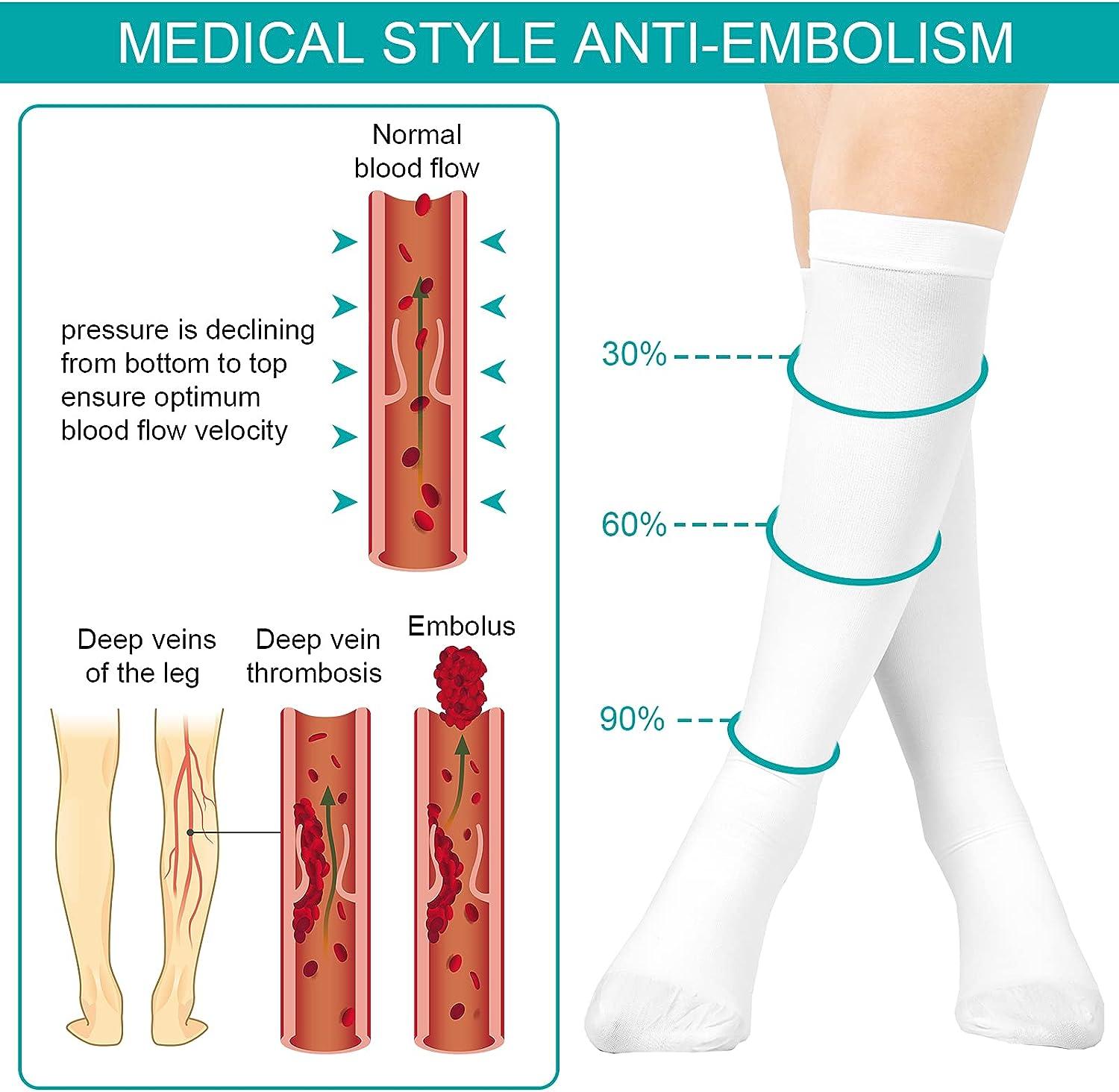 Anti Embolism Compression Stockings, Unisex Thigh High Ted Hose