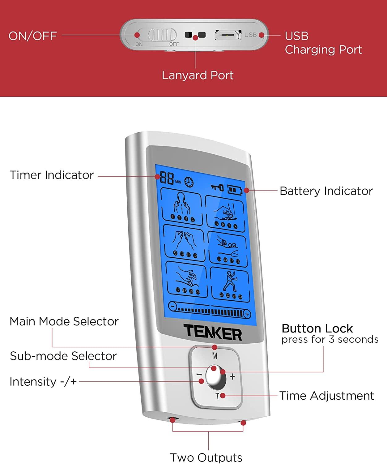 Dropship TENKER EMS TENS Unit Muscle Stimulator, 24 Modes Dual