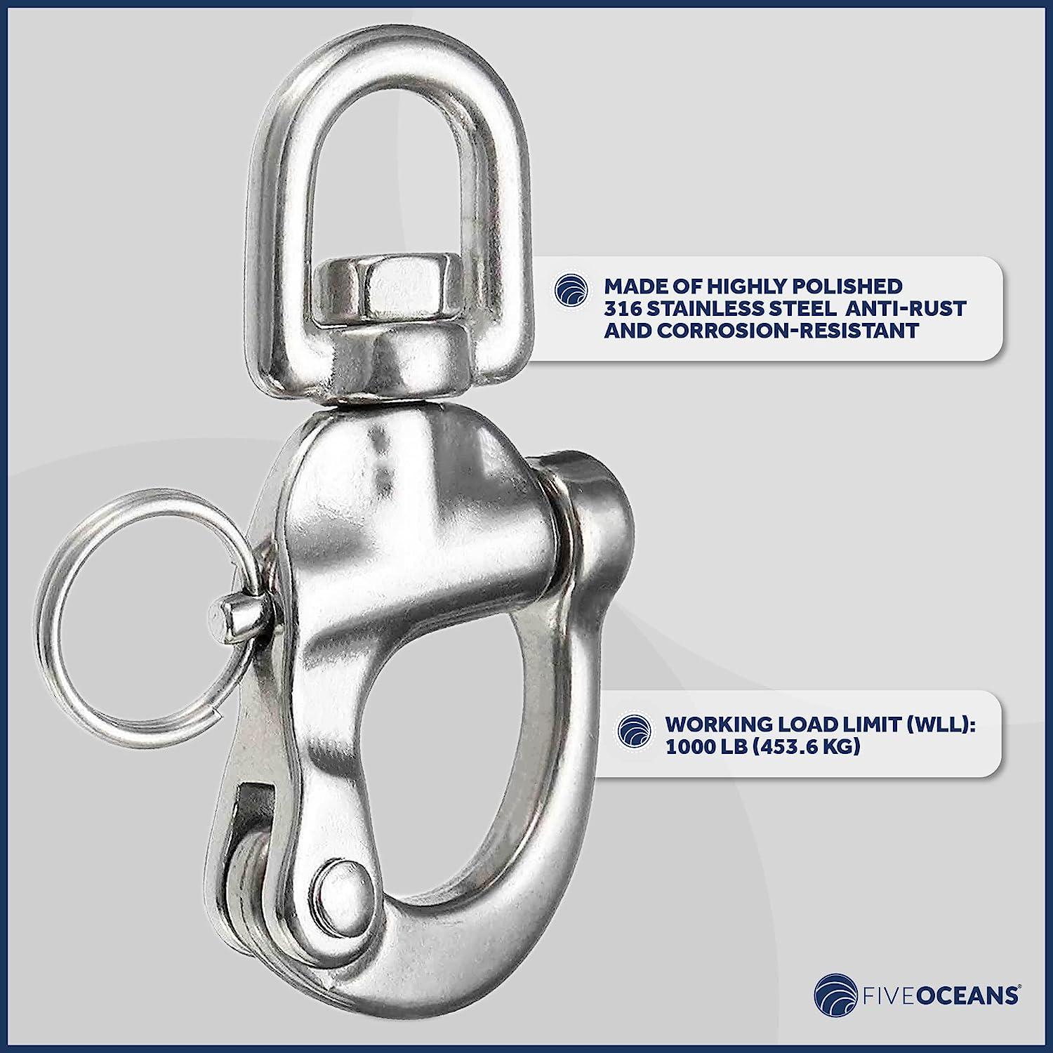 Five Oceans Swivel Eye Snap Shackle Quick Release Bail Rigging for