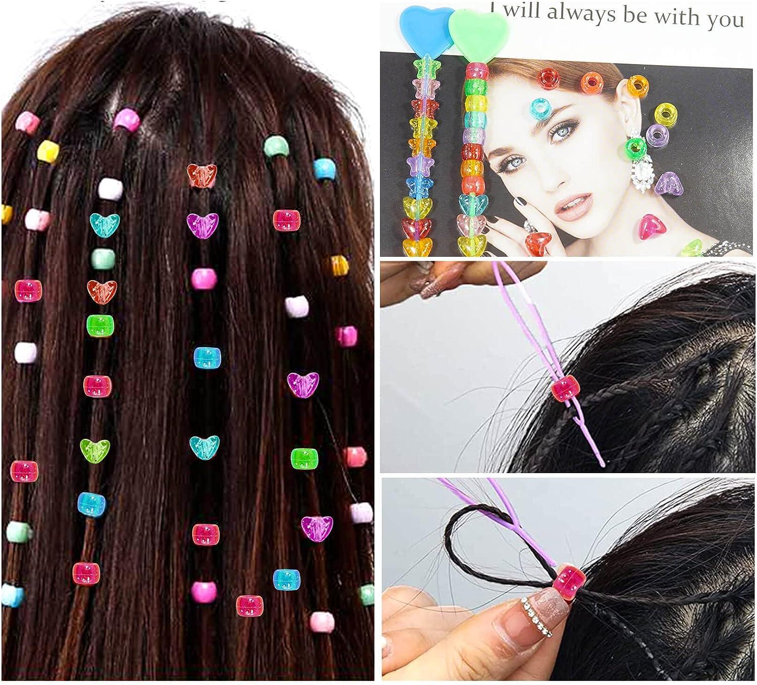 Wavlakth 1680 Pcs Pony Beads Heart Star Hair Bead for Girl Braid